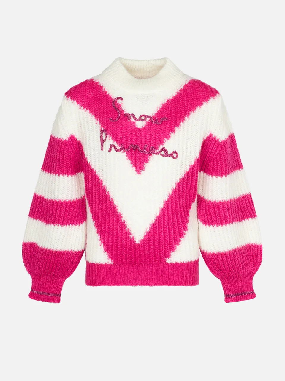 mc2-saint-barth-maglione-bambina-squadrato-con-ricamo-snow-princess-righe-bianch image 1