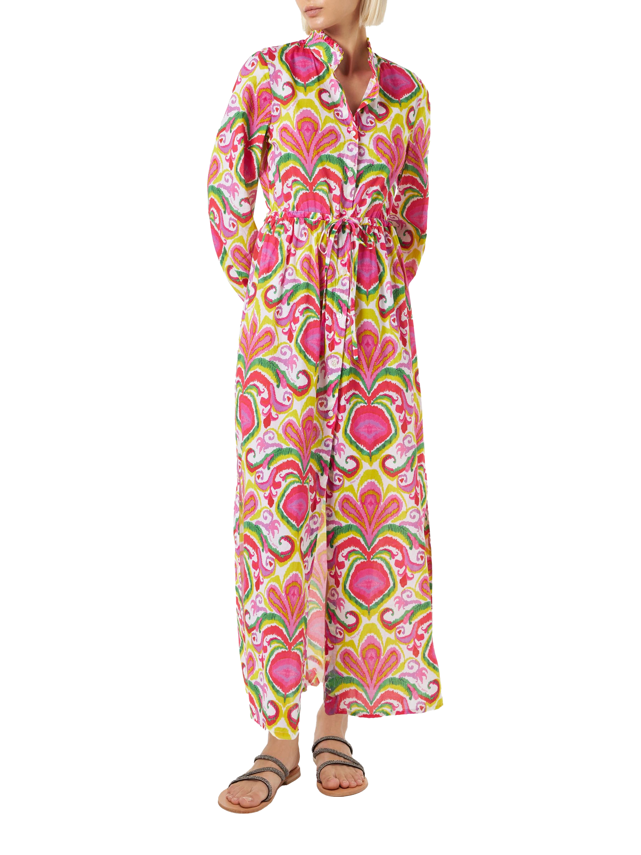mc2-saint-barth-jodie-abito-cotone-ikat-multicolor-maniche-lunghe image 1