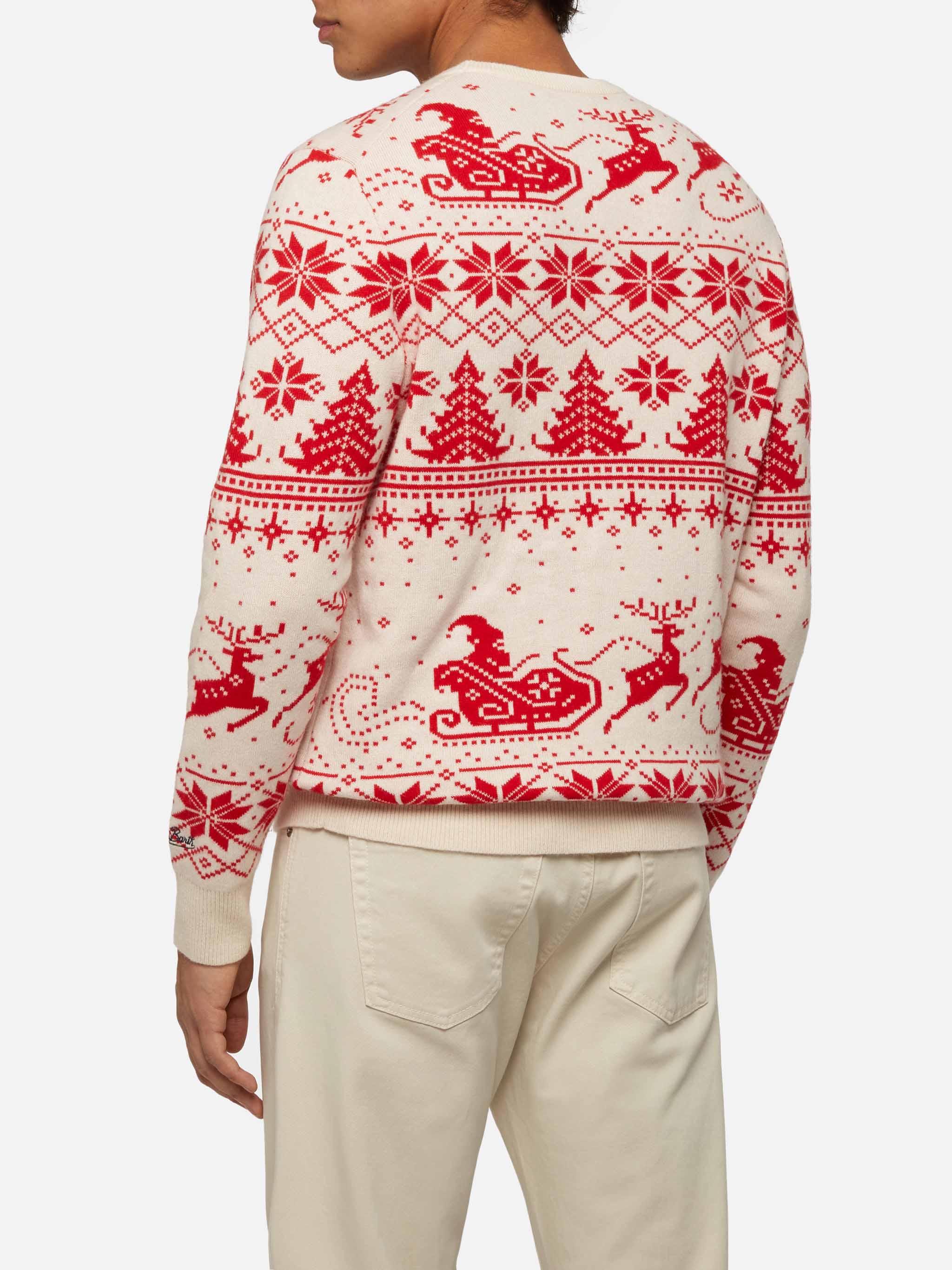 mc2-saint-barth-heron-maglione-uomo-rosso-jacquard-fair-isle-dear-santa image 3