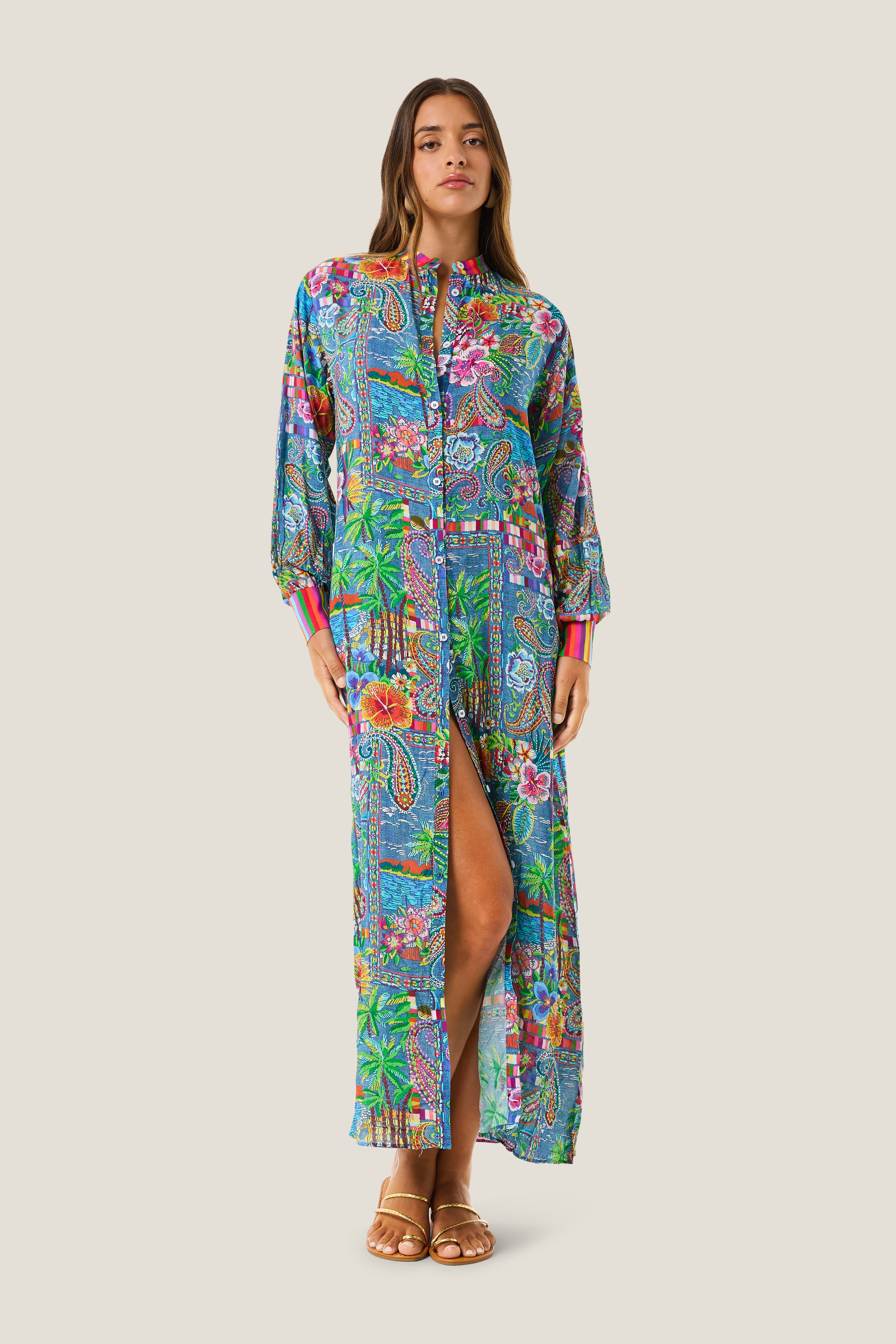 4giveness-mexican-vestito-lungo-denim-copricostume-manica-lunga image 1