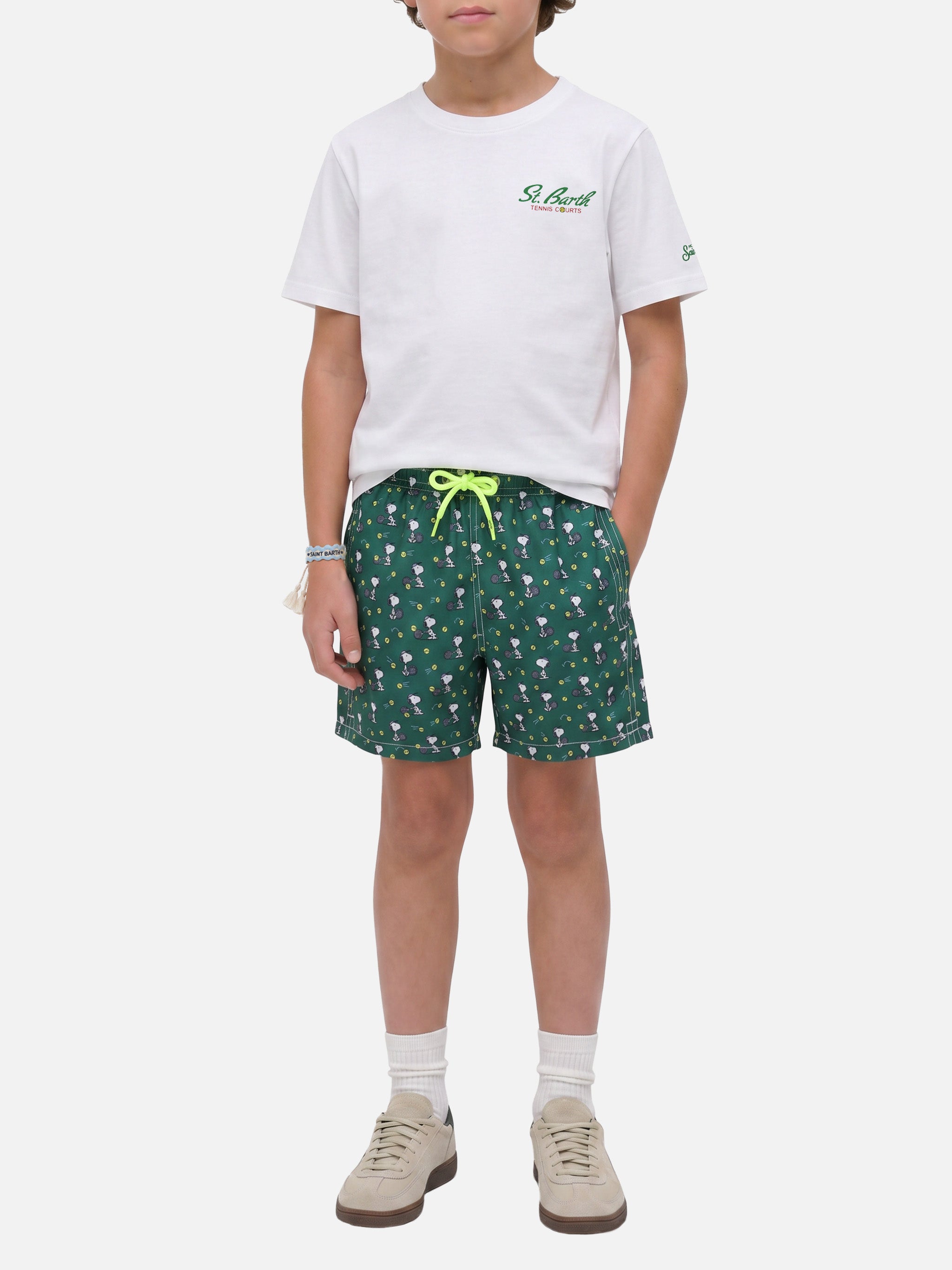 mc2-saint-barth-portland-jr-t-shirt-bambino-bianca-tennis-courts-peanuts-special image 2