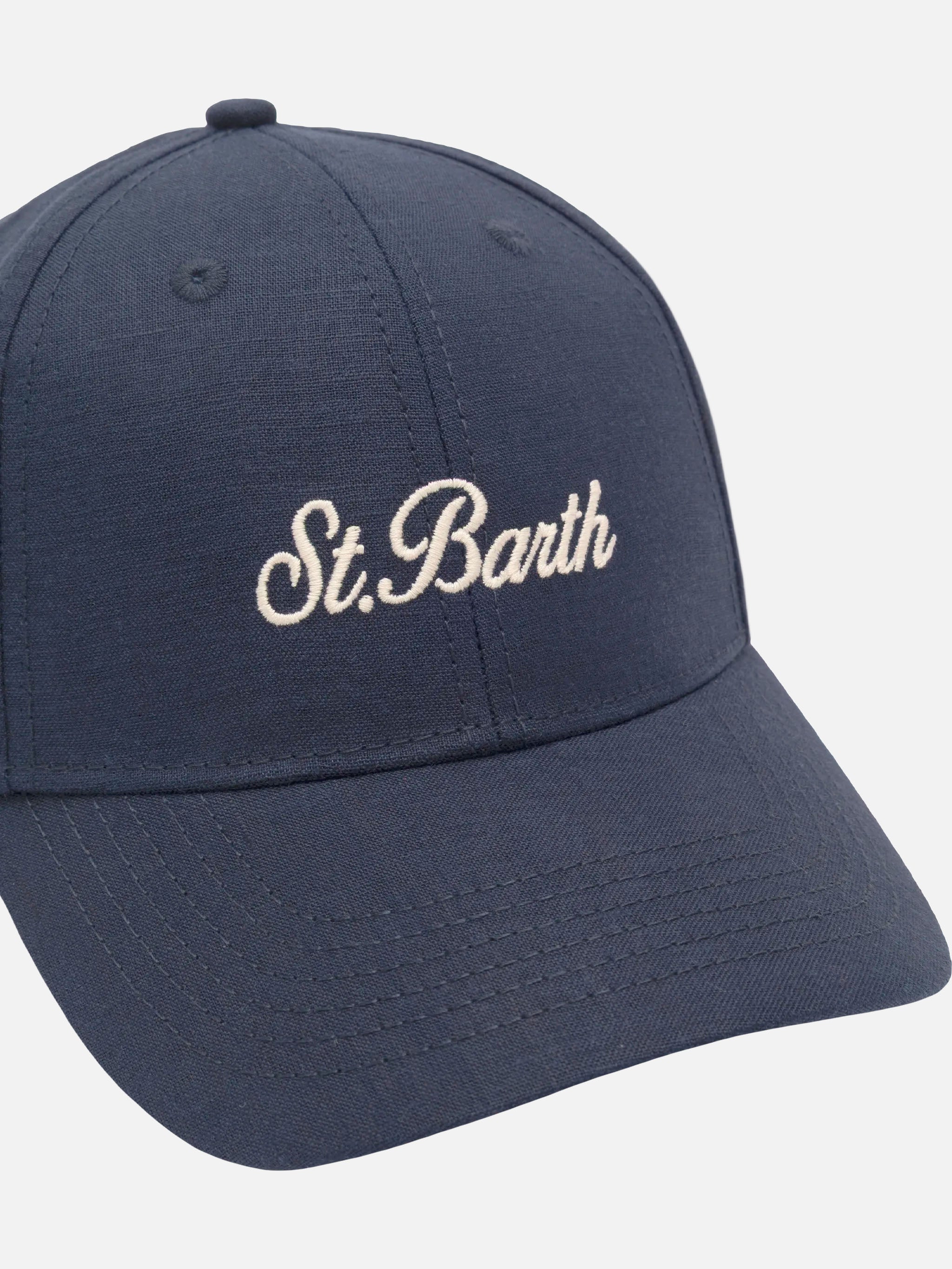 mc2-saint-barth-cappellino-baseball-in-lino-blu-vintage-con-visiera image 2