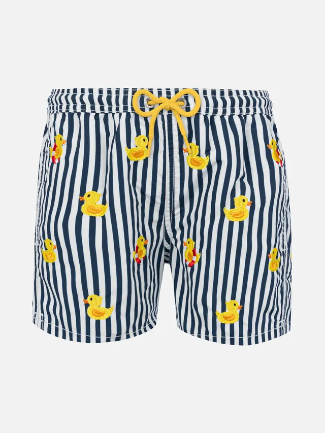 mc2-saint-barth-costume-da-bagno-bambino-a-righe-con-papere-ricamate image 1