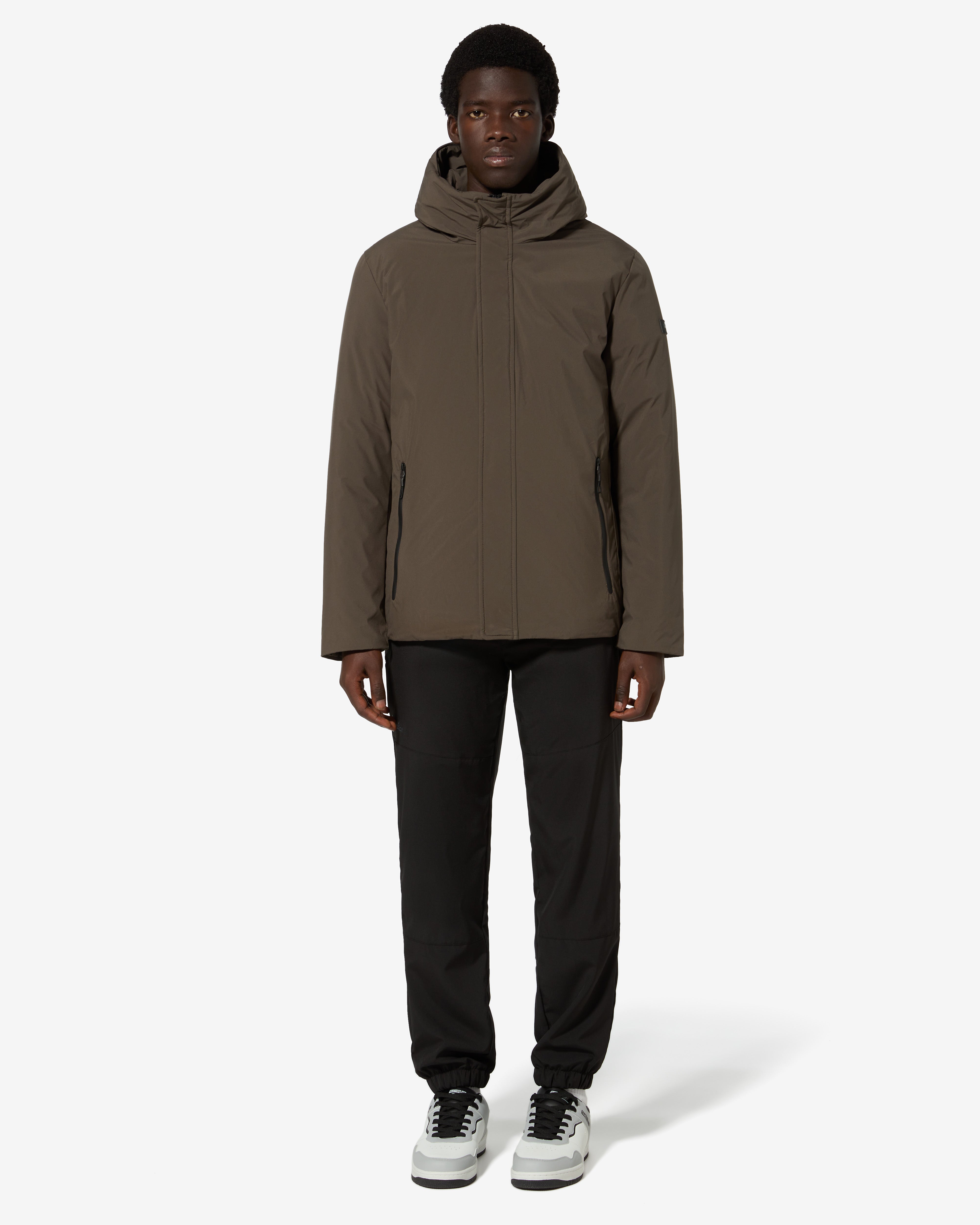 australian-sportswear-soft-shell-jacket-deep-army-con-cappuccio image 2