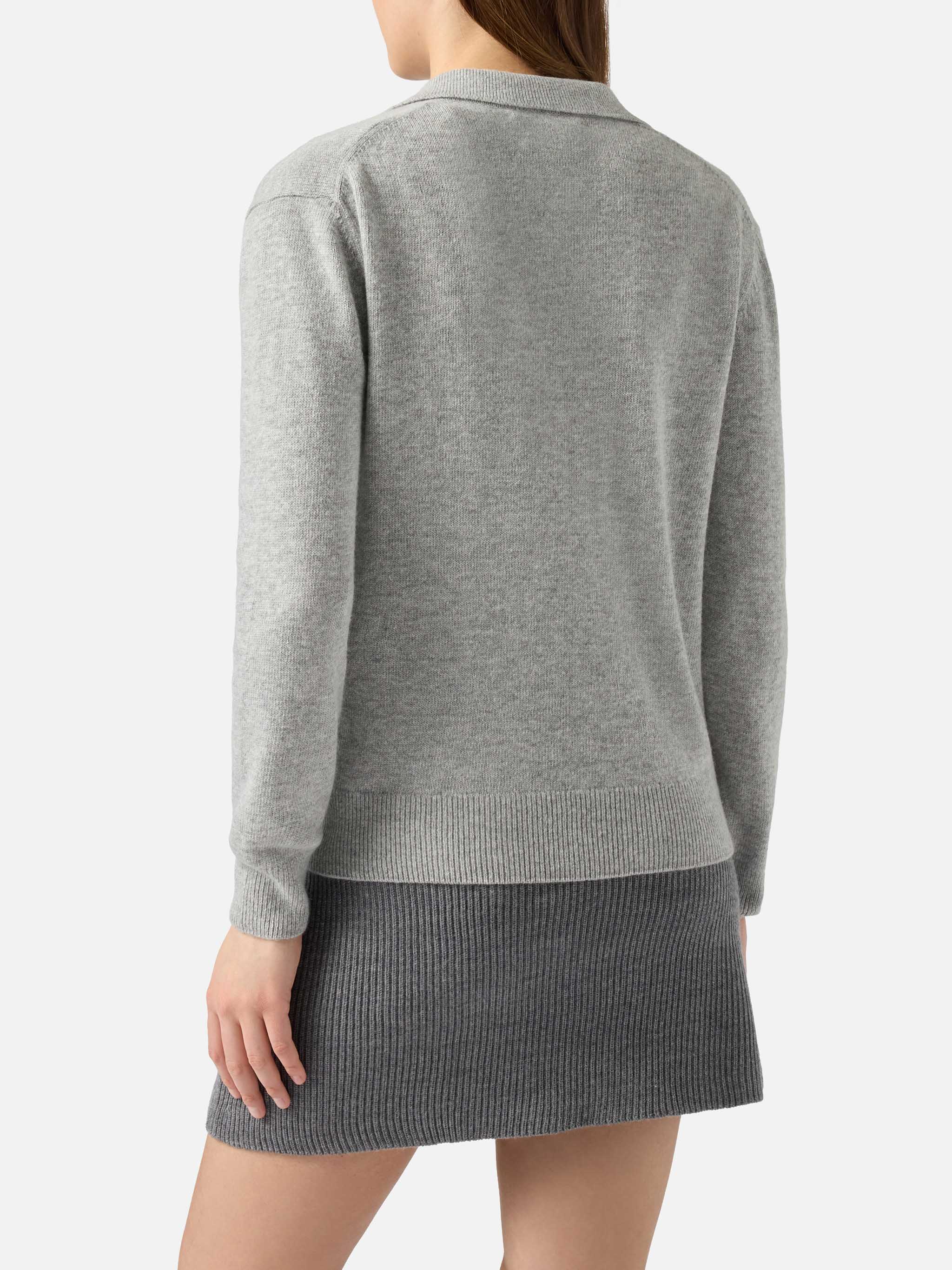 mc2-saint-barth-eze-maglione-donna-grigio-m-lange-collo-polo-misto-cashmere image 3