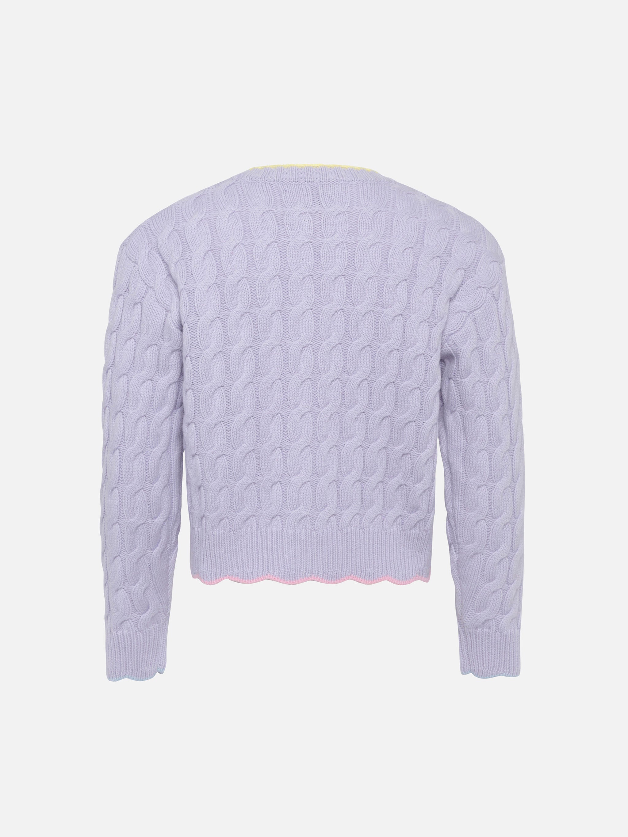 mc2-saint-barth-cardigan-mallery-bambina-in-maglia-aran-lilla-con-bottoni-e-dett image 2