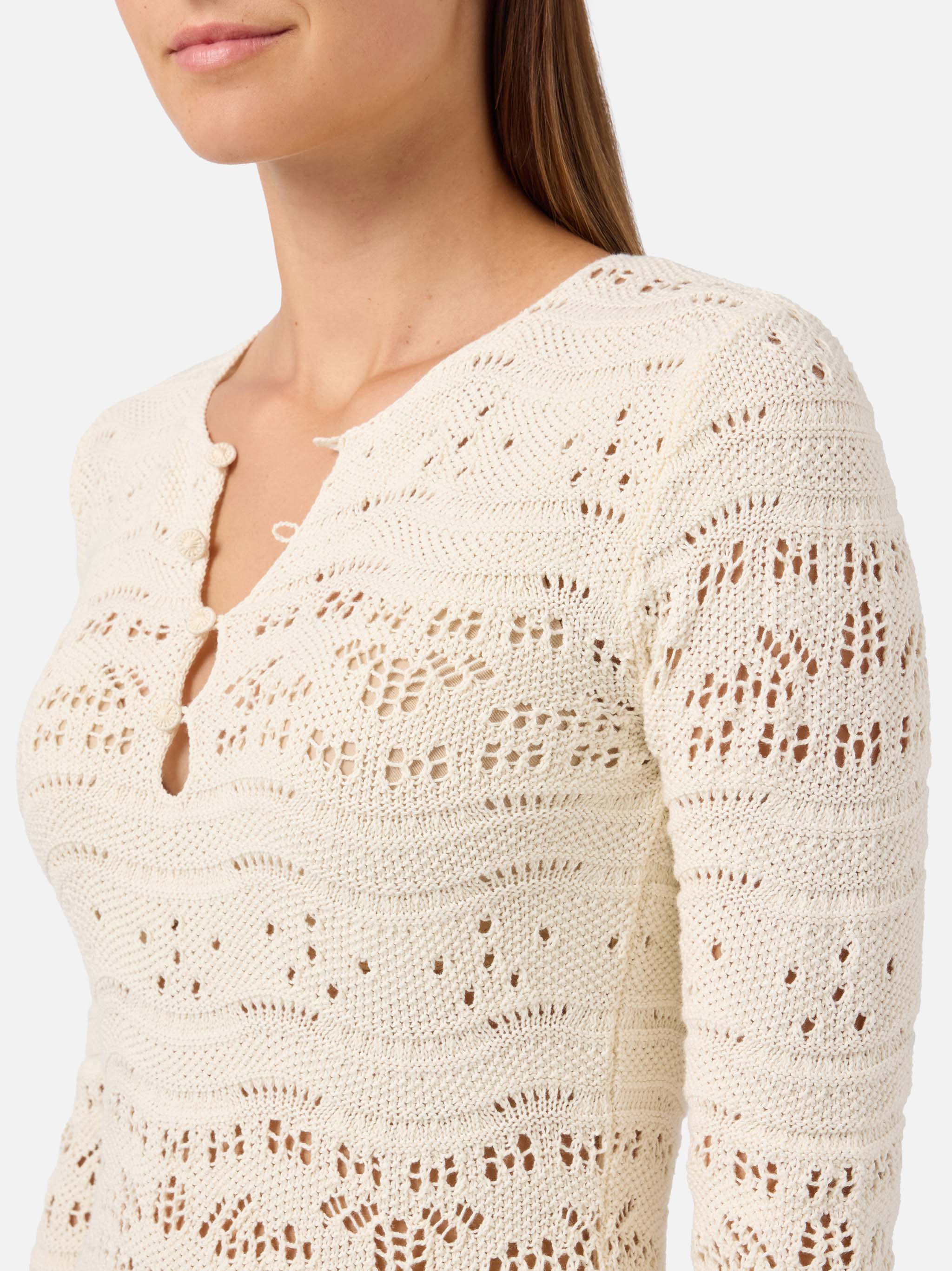 mc2-saint-barth-ilany-abito-donna-bianco-in-maglia-cotone-traforata-mini image 2