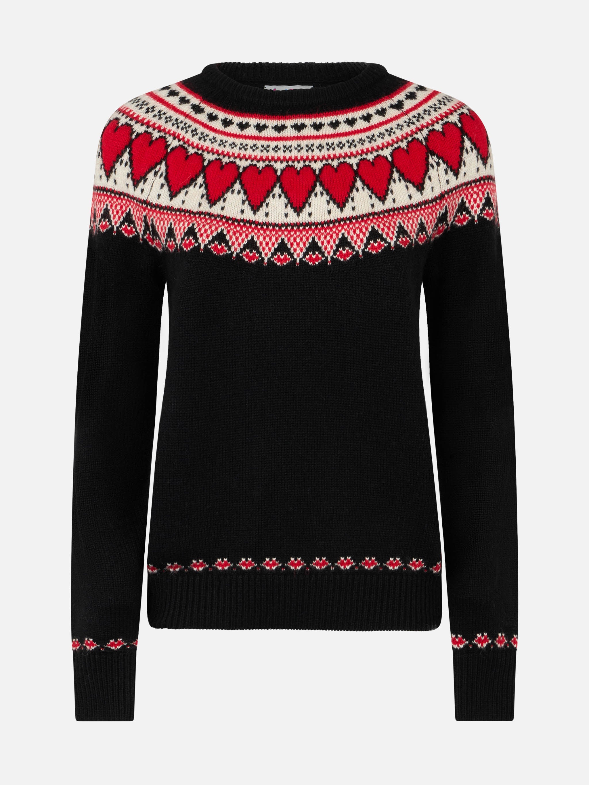 maglione-mc2-saint-barth-new-queen-nordic-girocollo-in-misto-lana-nero-con-jacqu image 4