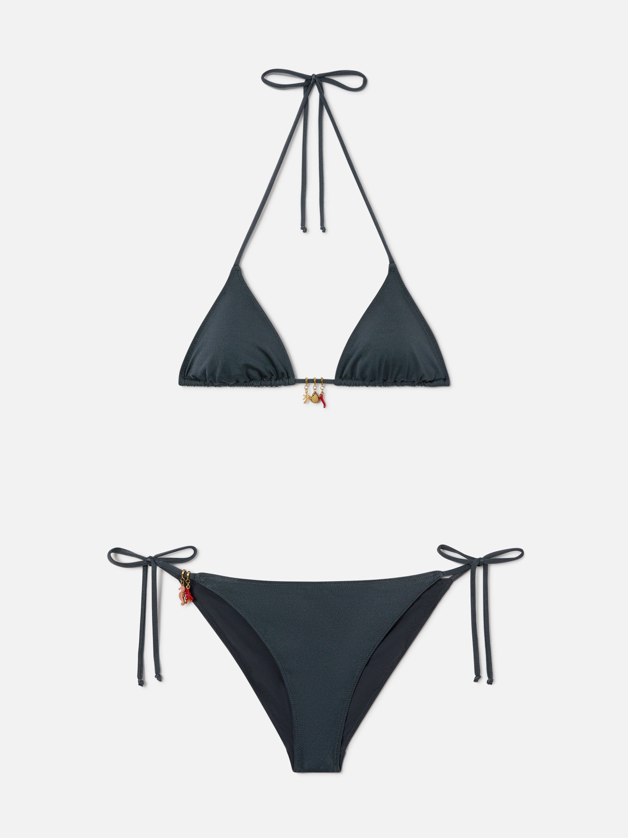 mc2-saint-barth-leah-virgo-bikini-donna-grigio-scuro-glossy-con-charms image 1