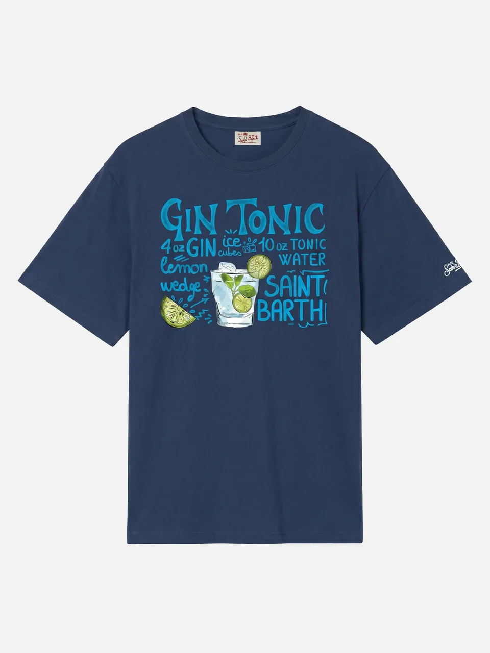 mc2-saint-barth-ecstasea-t-shirt-uomo-cotone-blu-stampa-gin-tonic image 1