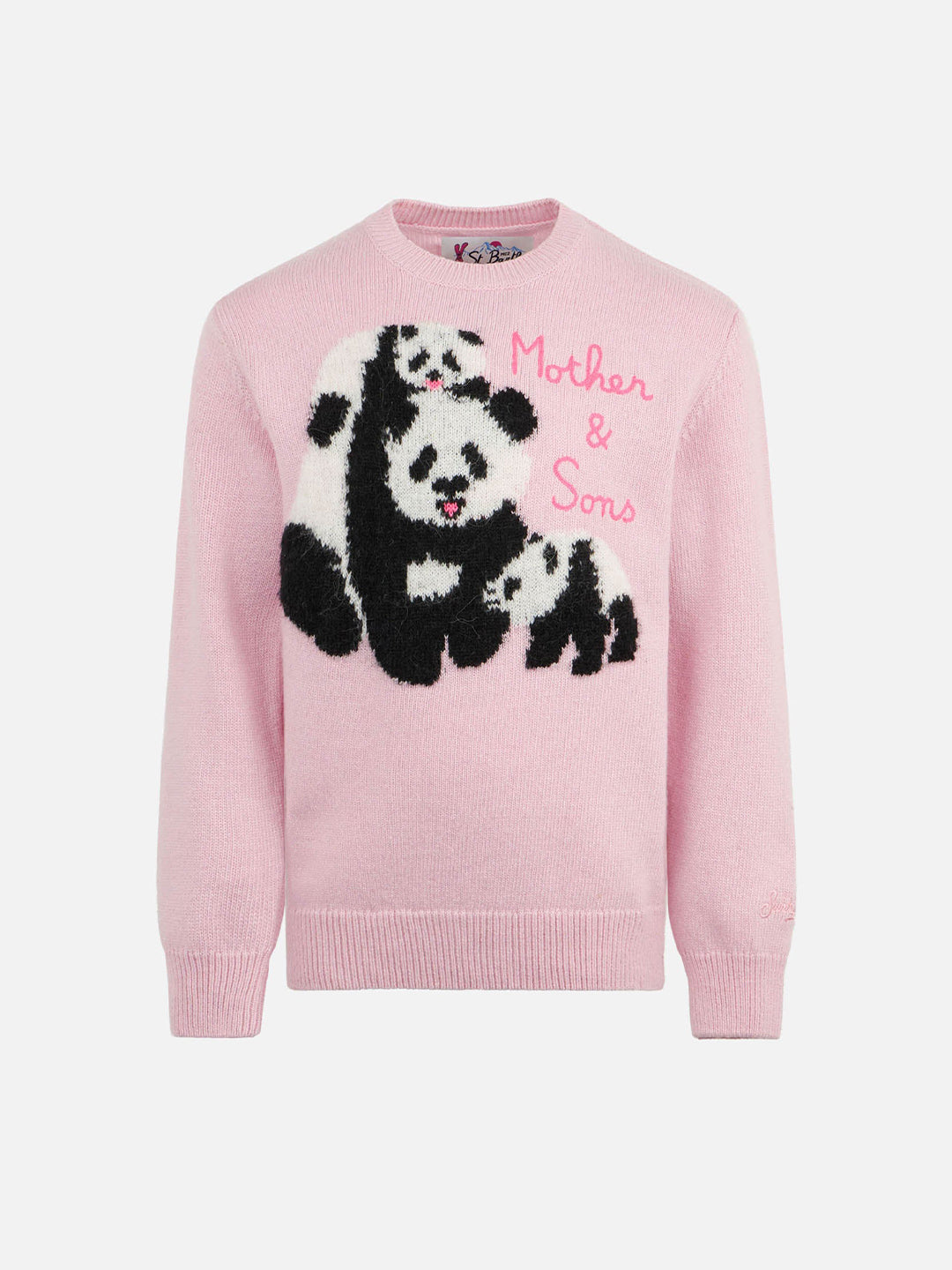 mc2-saint-barth-maglione-bambina-girocollo-rosa-ricamo-mother-sons image 1