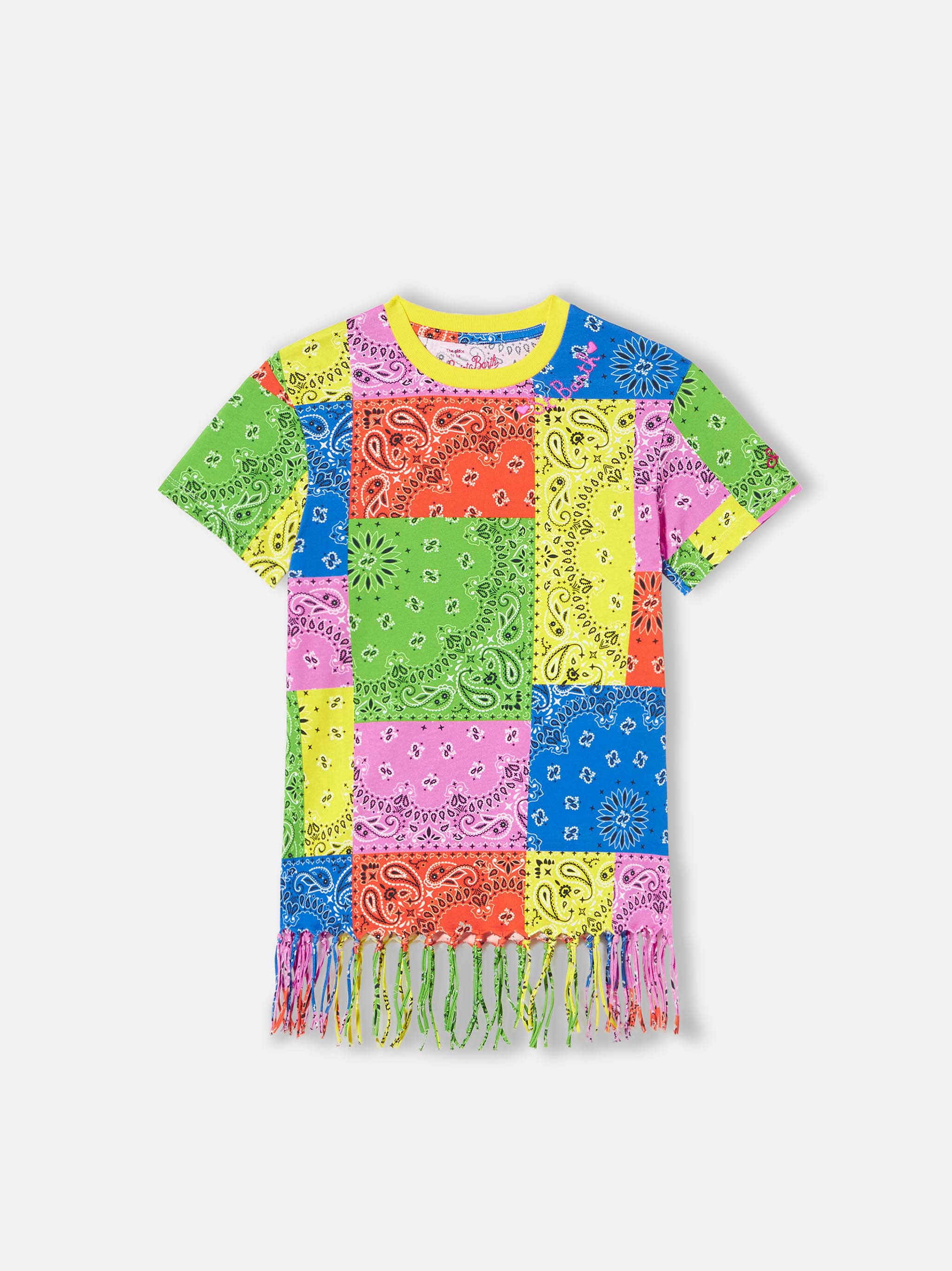 mc2-saint-barth-abito-da-bambina-in-cotone-con-stampa-bandana-fluo image 1