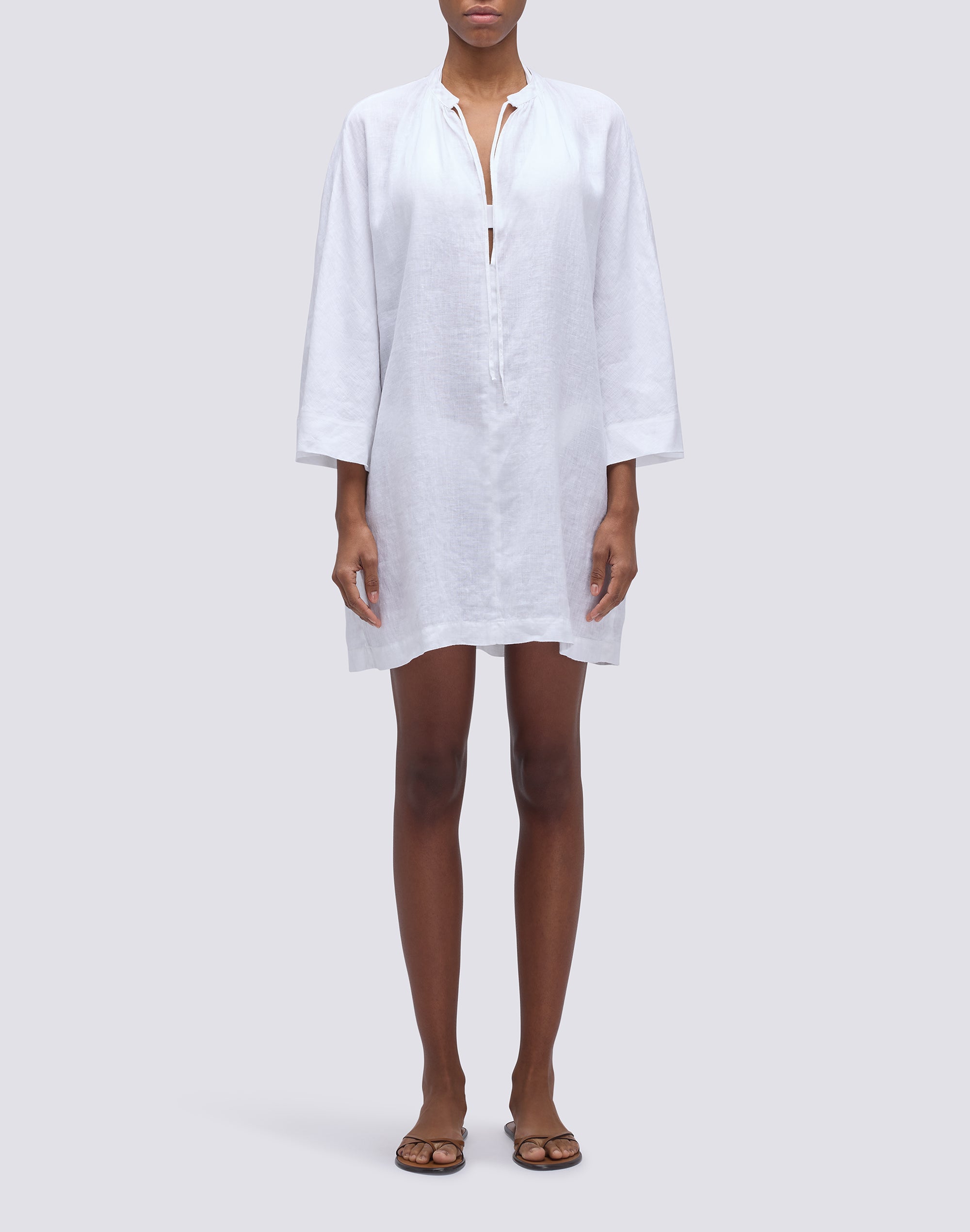 sundek-abito-corto-in-lino-donna-collo-coreana-gw882drli500 image 1