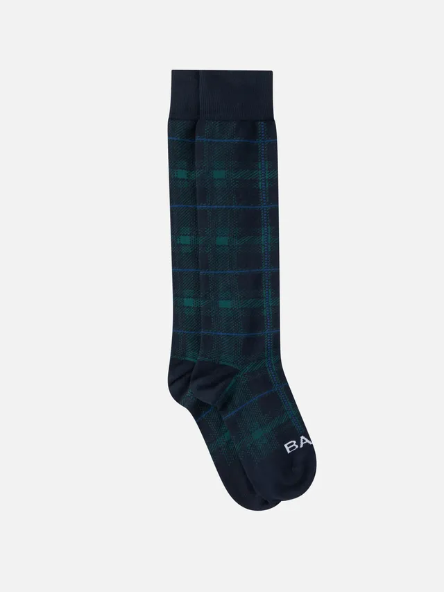 mc2-saint-barth-sox0001-calze-lunghe-cotone-tartan-verde-e-blu image 1