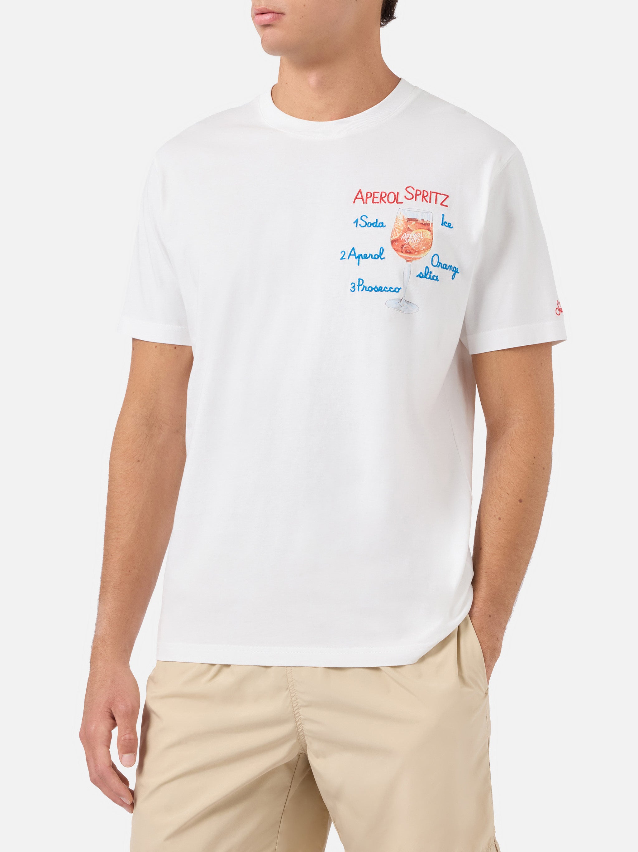 mc2-saint-barth-t-shirt-uomo-cotone-bianca-special-edition-aperol-spritz image 3