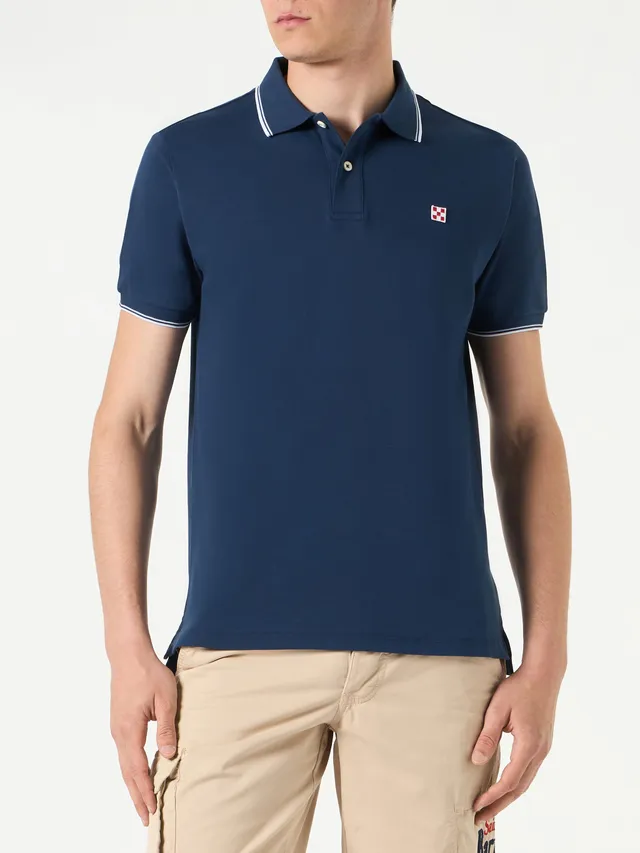 mc2-saint-barth-ecstasea-polo-piquet-uomo-blu-navy-con-logo-st-barth image 1
