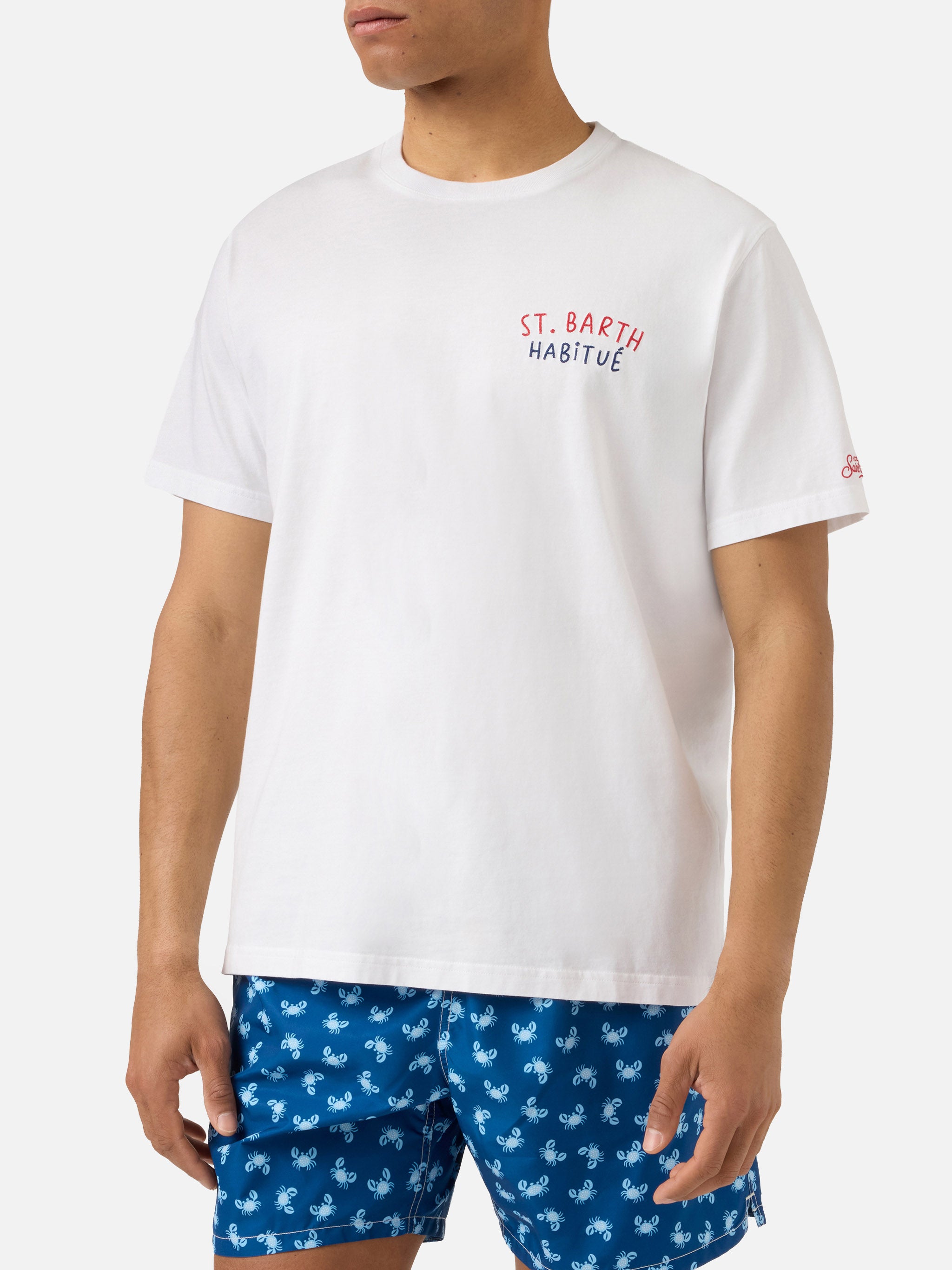 mc2-saint-barth-t-shirt-portland-bianca-con-ricamo-st-barth-habitu-e-grafica-pal image 3