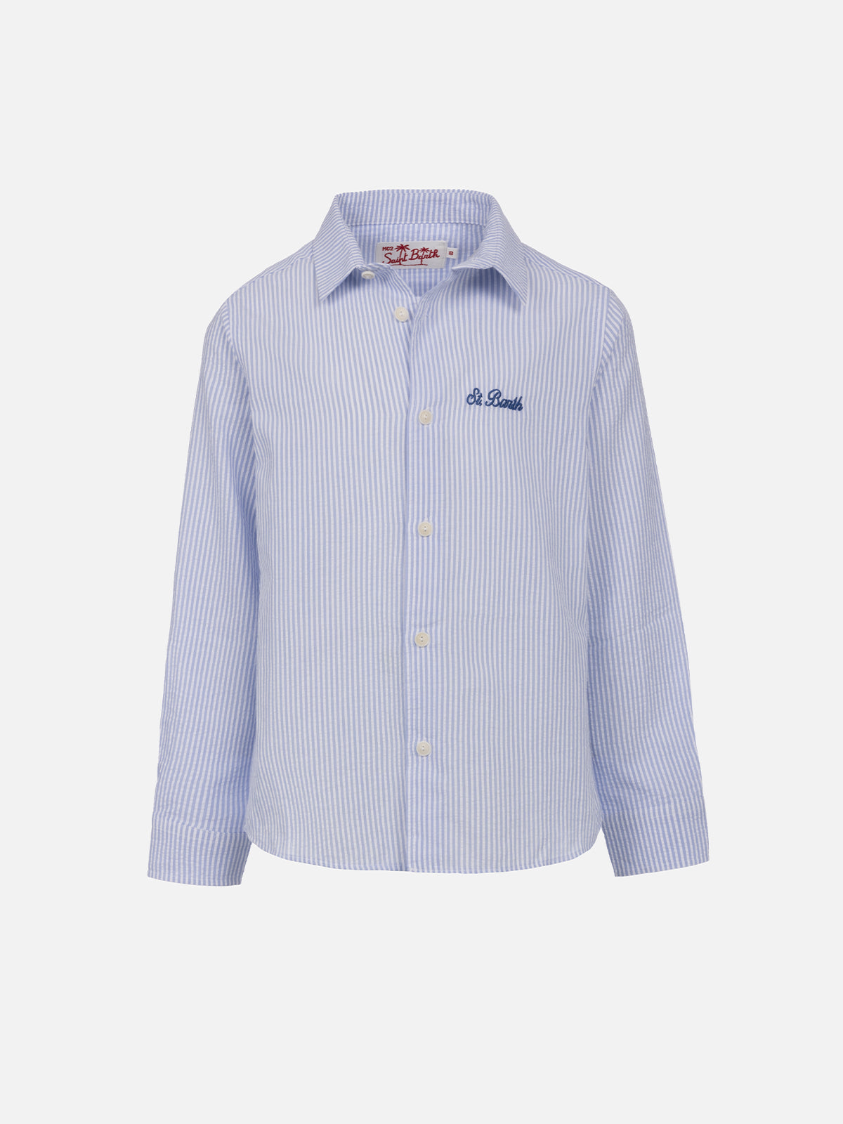 mc2-saint-barth-agnes-camicia-bambino-in-cotone-seersucker-rigato-azzurro image 1