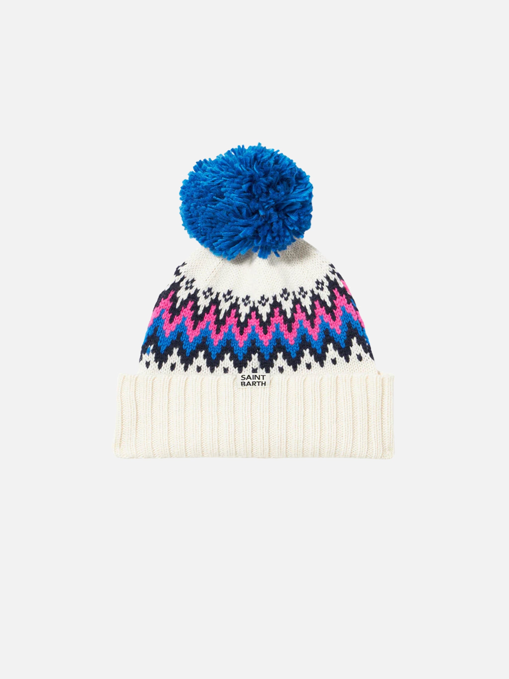 mc2-saint-barth-wengen-nordic-berretto-in-maglia-bianco-con-jacquard-e-pompon image 3