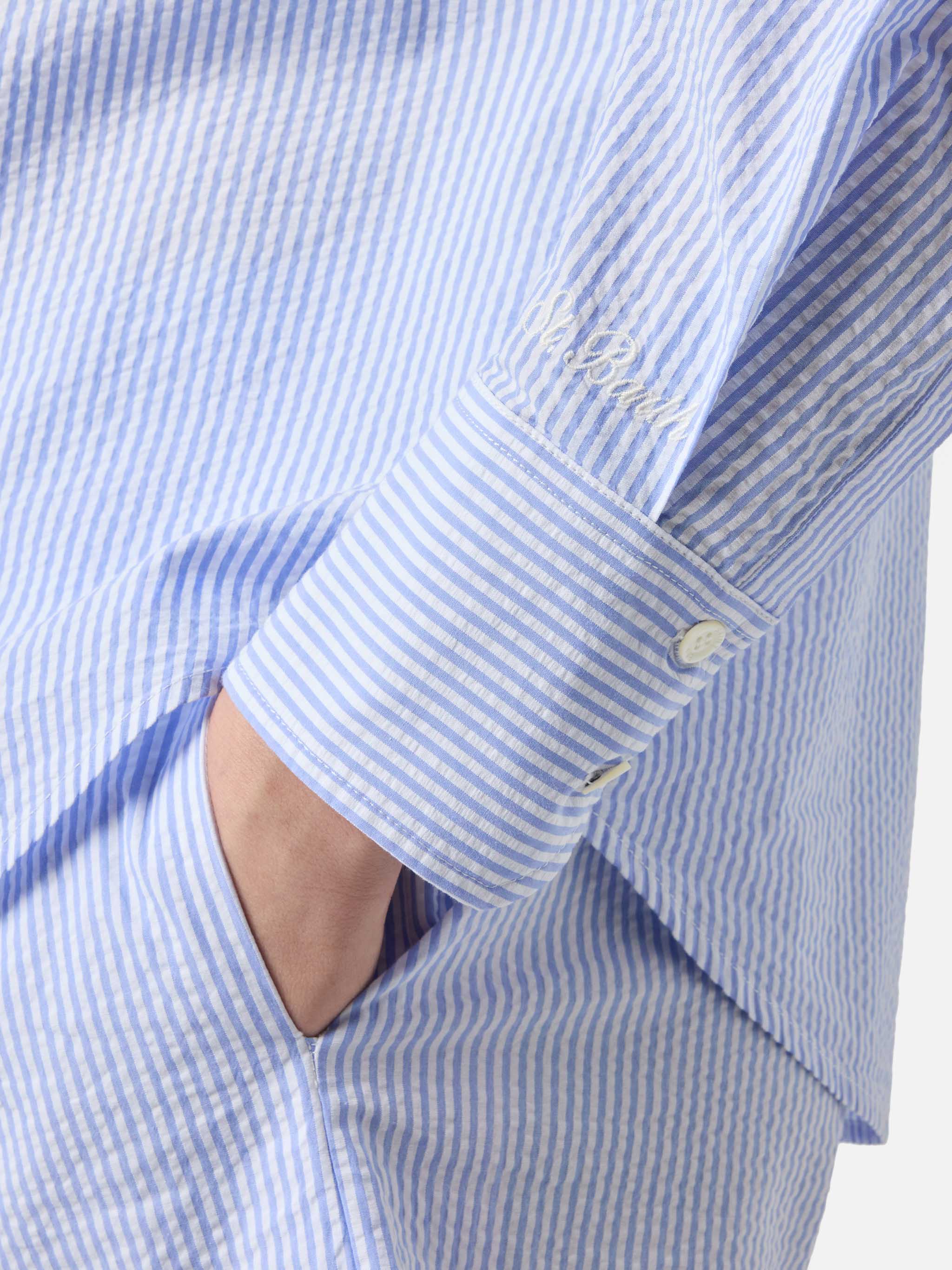 mc2-saint-barth-cristal-camicia-donna-seersucker-righe-azzurre-con-ricami image 4