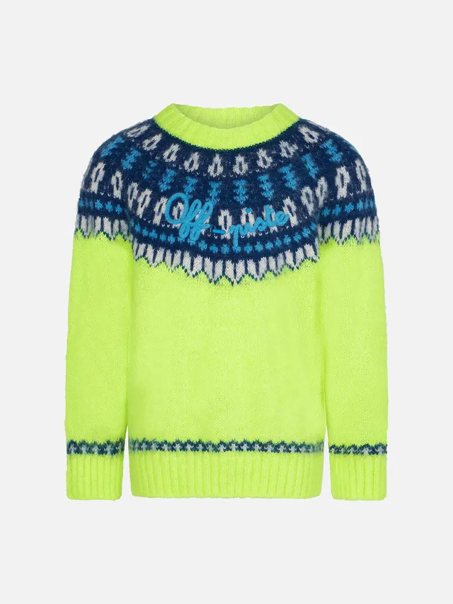 mc2-saint-barth-maglione-bambino-giallo-fluo-jacquard-islandese-off-piste image 1