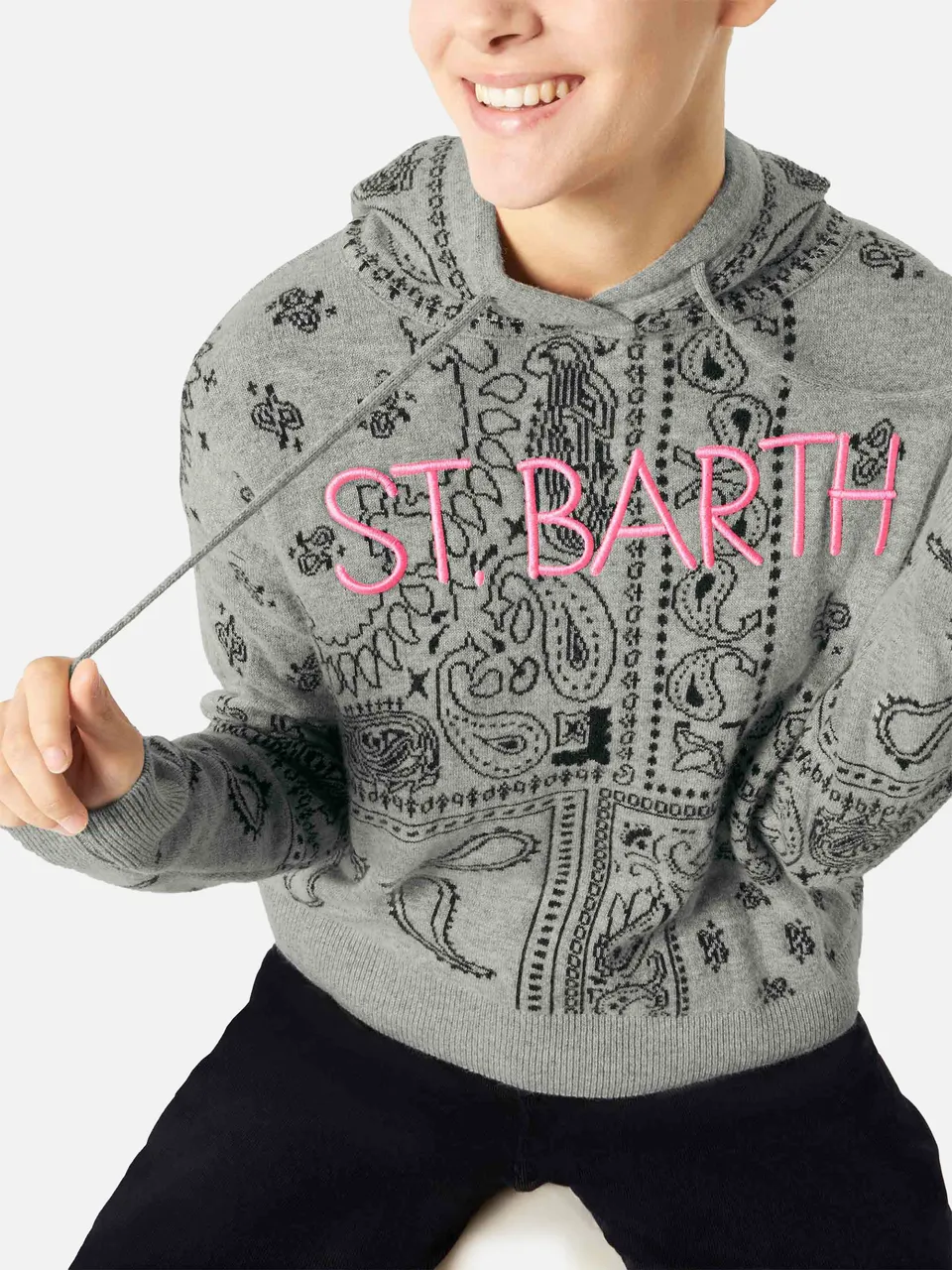 mc2-saint-barth-meg-felpa-crop-donna-misto-cashmere-fantasia-bandana-grigia image 1