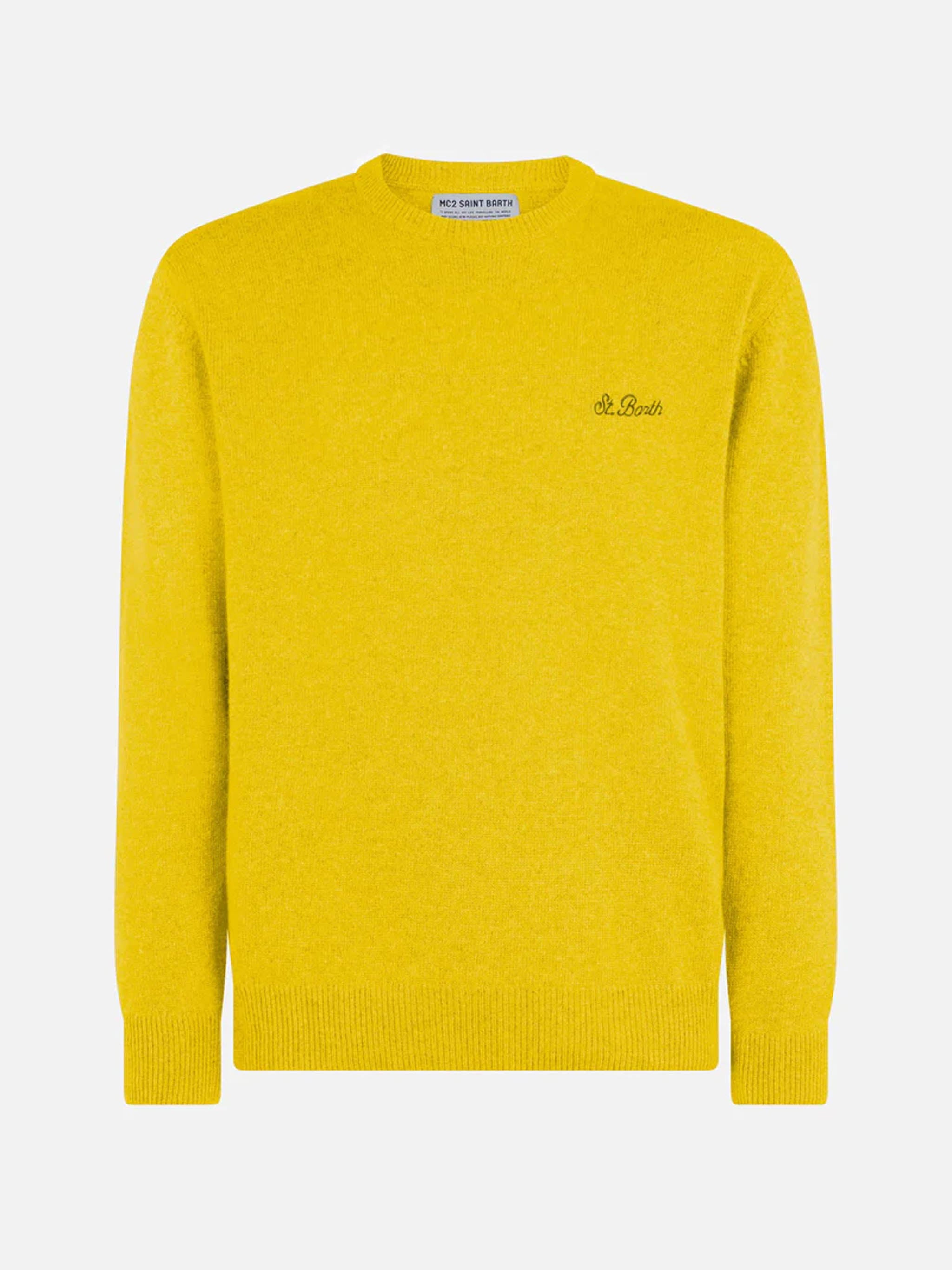 mc2-saint-barth-regent-maglione-uomo-giallo-lambswool-girocollo image 4
