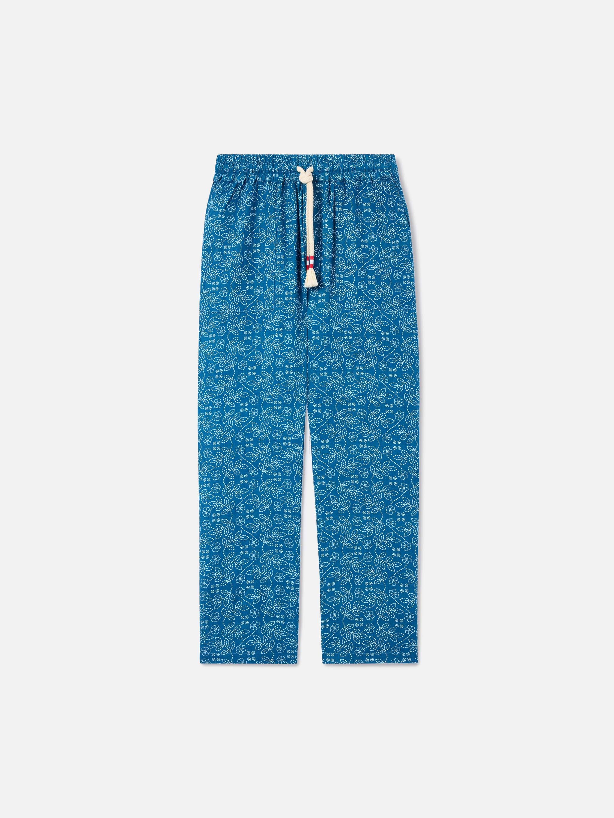 mc2-saint-barth-calais-pantalone-uomo-in-lino-fantasia-sashiko-blu image 4