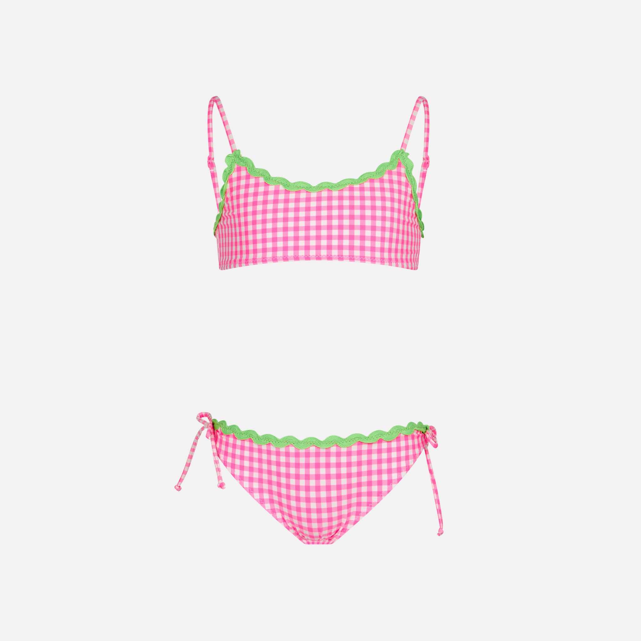 mc2-saint-barth-marielle-bikini-bambina-bralette-vichy-bianco-fucsia-con-laccett image 1