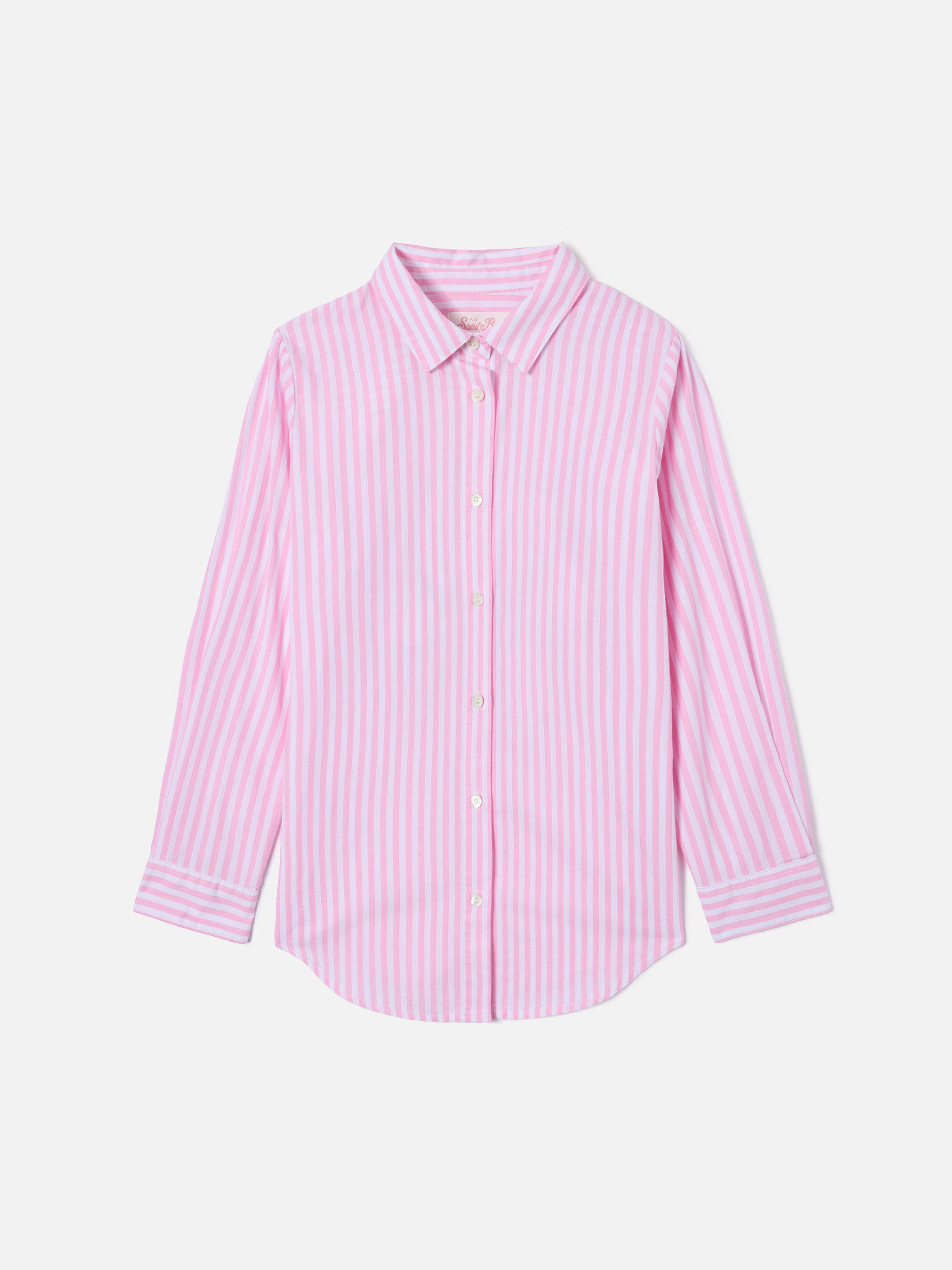 mc2-saint-barth-camicia-mini-brigitte-a-righe-rosa-con-ricamo-bonjour-special-ed image 1