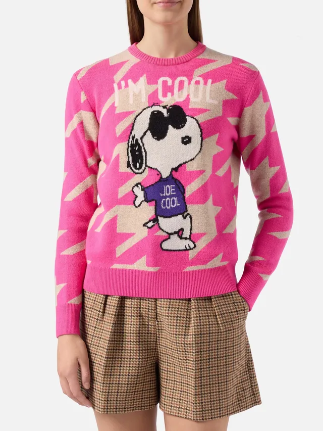 mc2-saint-barth-new-queen-maglione-donna-pied-de-poule-snoopy-peanuts-edition image 1