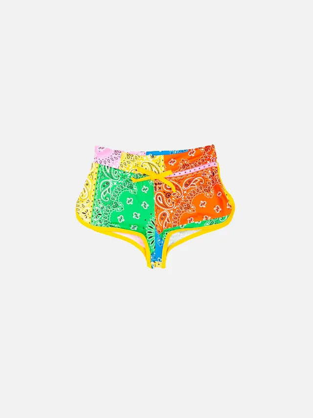 mc2-saint-barth-pantaloncini-mare-bambina-lierre-con-stampa-bandana image 1