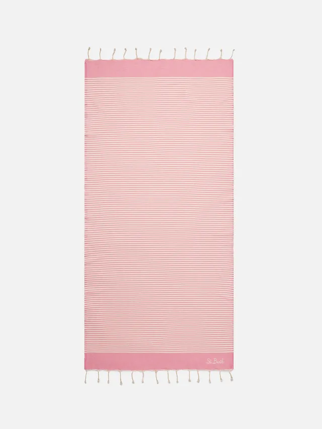 mc2-saint-barth-foutas-telo-mare-a-righe-piccole-rosa-e-bianco image 1