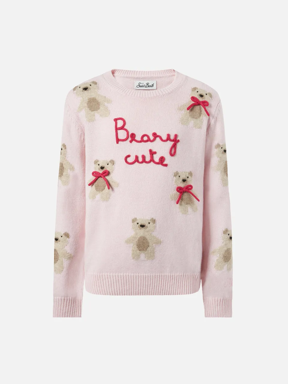 mc2-saint-barth-princess-girocollo-in-misto-cashmere-con-jacquard-orsetti-rosa image 1