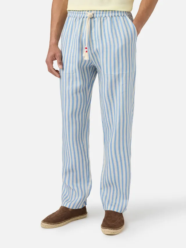 mc2-saint-barth-calais-pantalone-lungo-uomo-lino-righe-panna-azzurro image 1