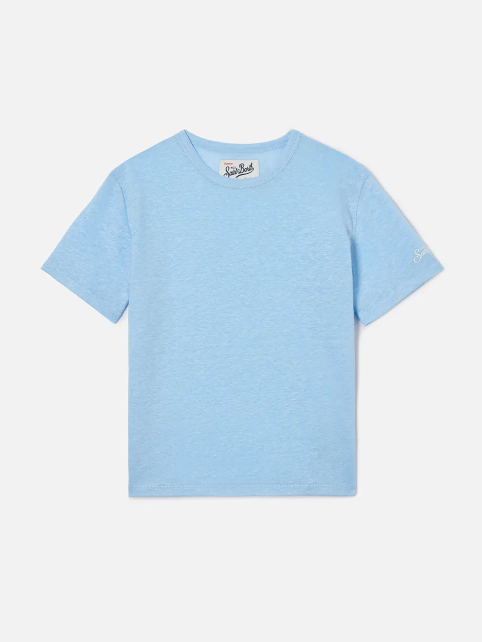 mc2-saint-barth-t-shirt-alex-bambino-in-puro-lino-azzurro image 1
