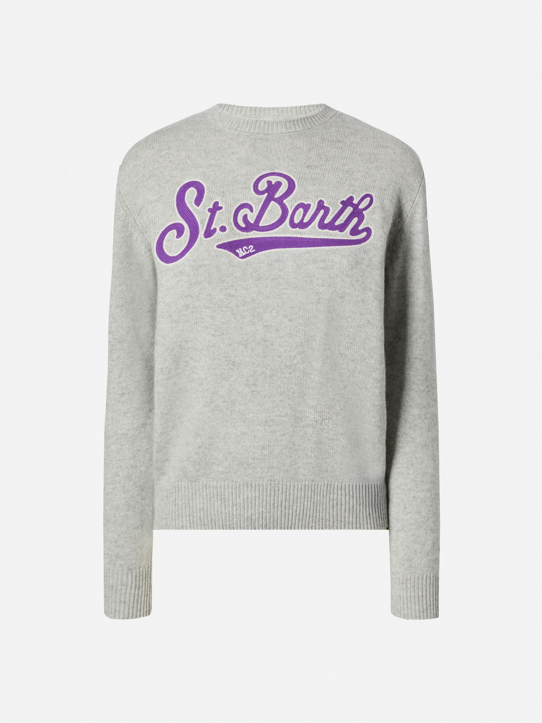 mc2-saint-barth-new-queen-girocollo-donna-grigio-in-misto-cashmere-con-patch image 5