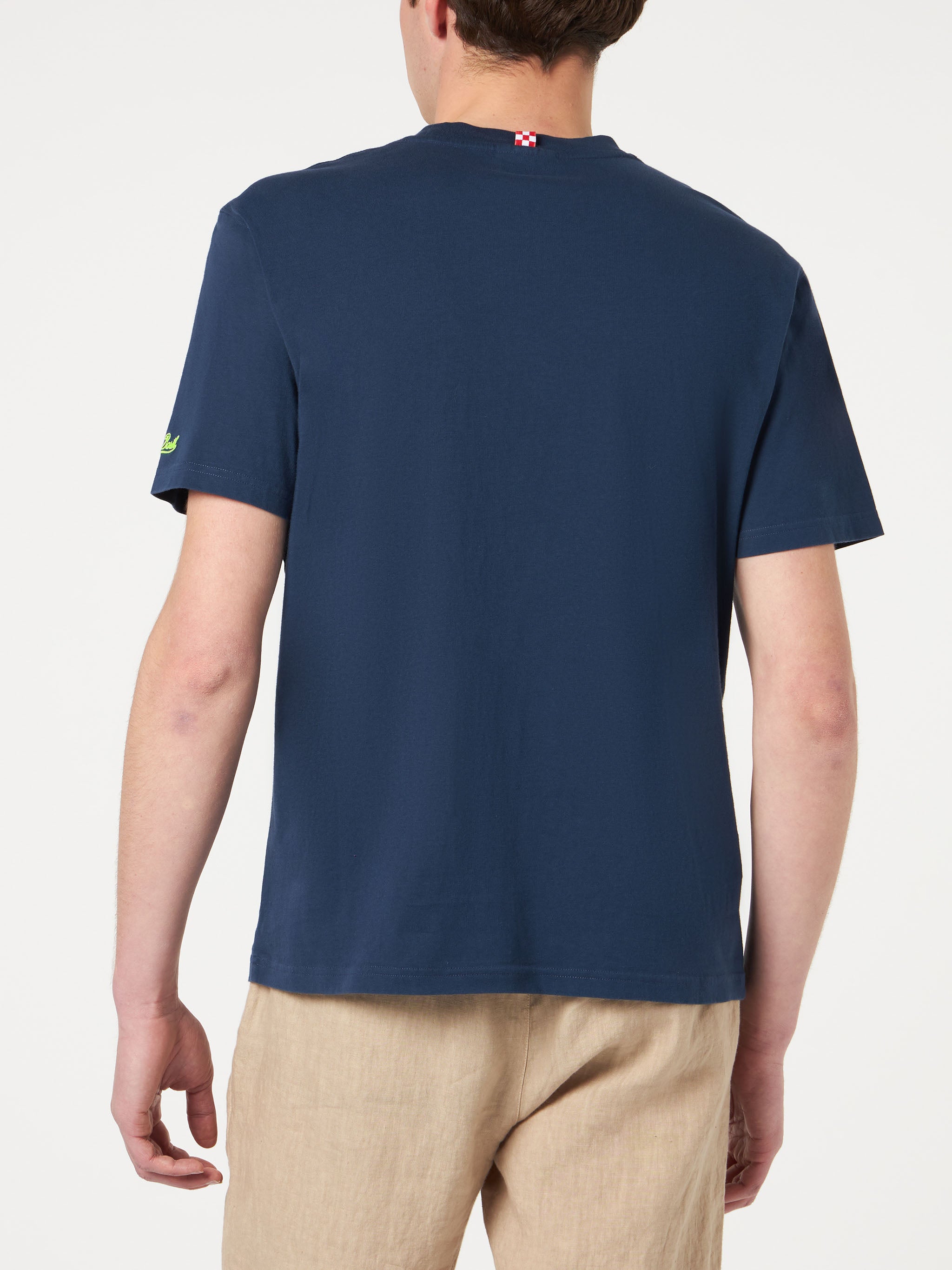 mc2-saint-barth-portofino-t-shirt-da-uomo-in-puro-cotone-blu-navy-con-ricamo-big image 3