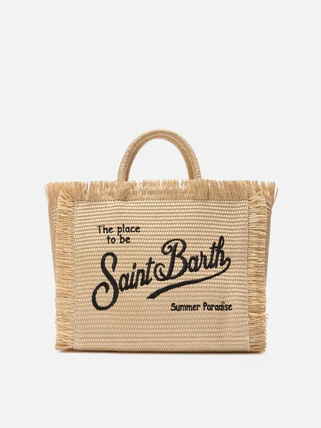 mc2-saint-barth-borsa-colette-effetto-paglia-con-logo-ricamato-nero image 1