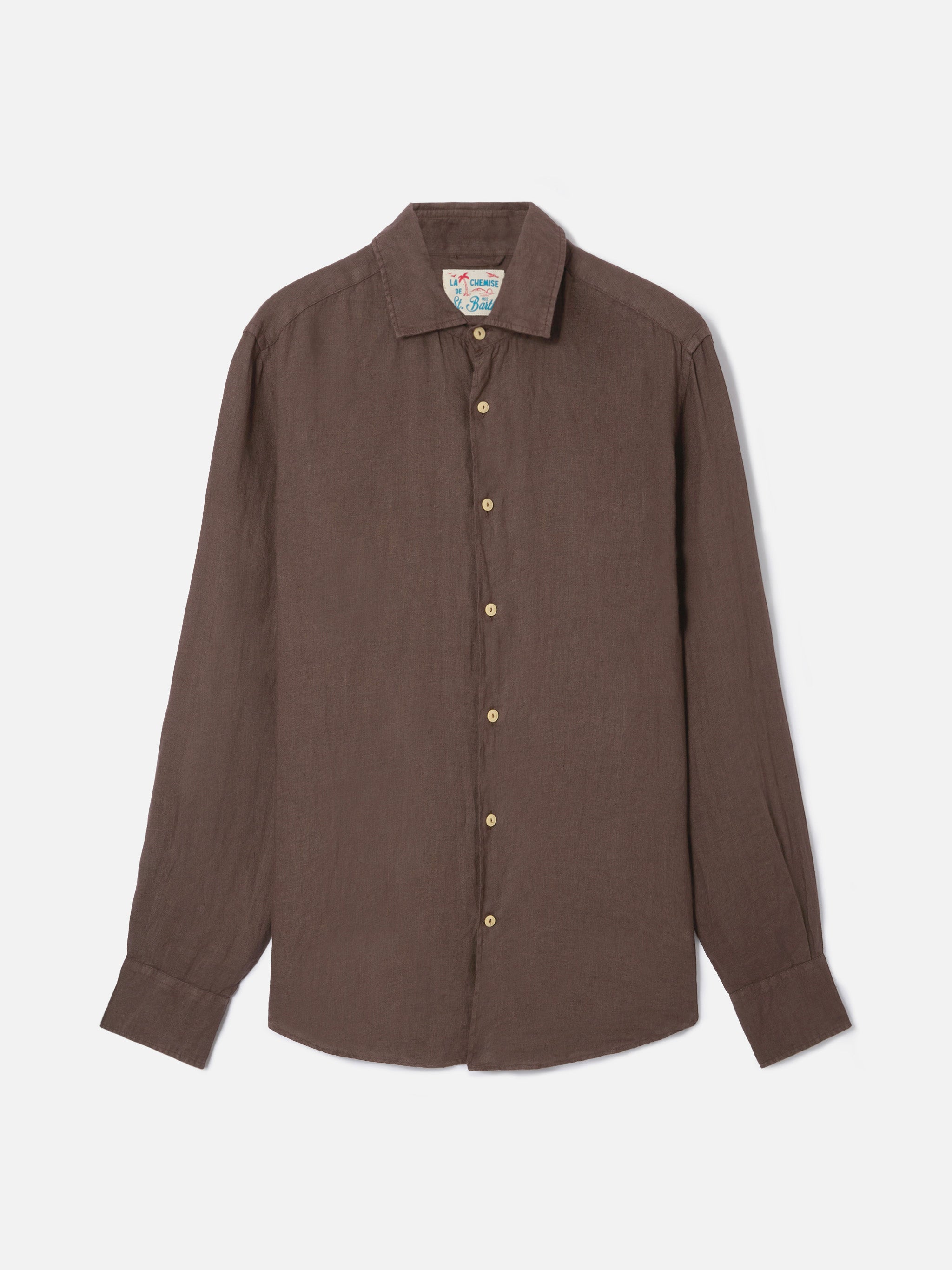 mc2-saint-barth-camicia-pamplona-in-puro-lino-marrone-uomo image 4