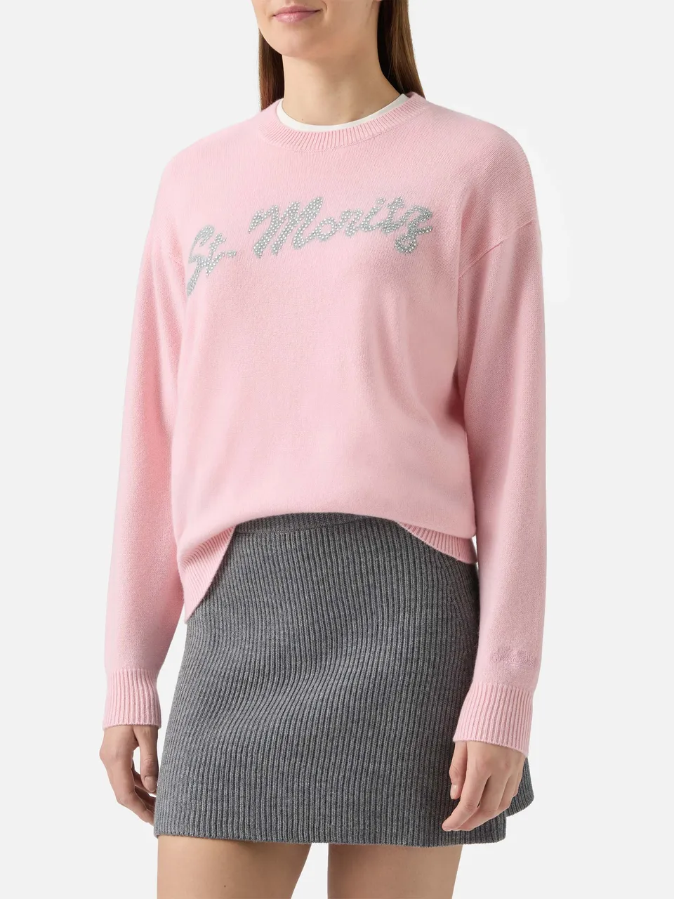 mc2-saint-barth-louise-maglione-donna-cashmere-rosa-st-moritz-strass image 1