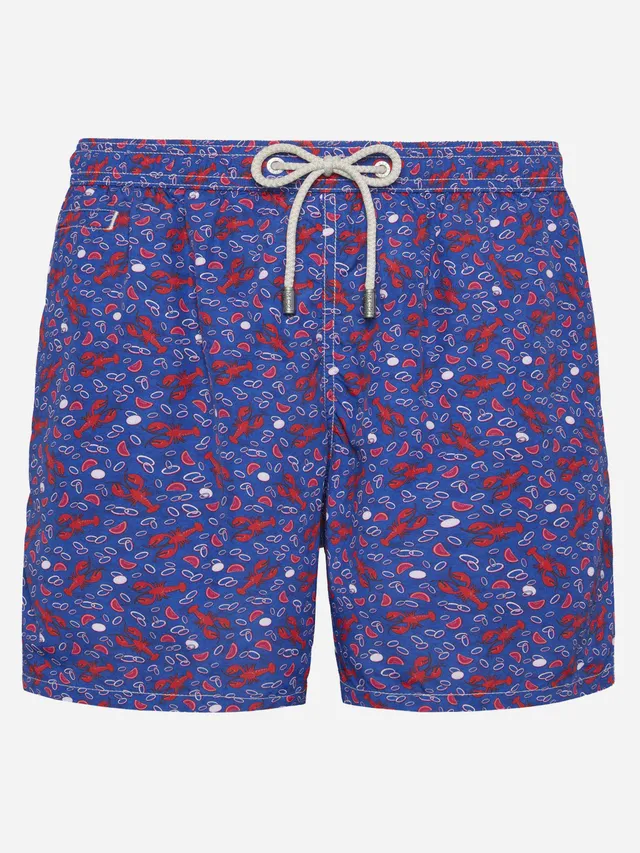 mc2-saint-barth-lighting-boxer-mare-uomo-aragoste-blu-navy-asciugatura-rapida image 1