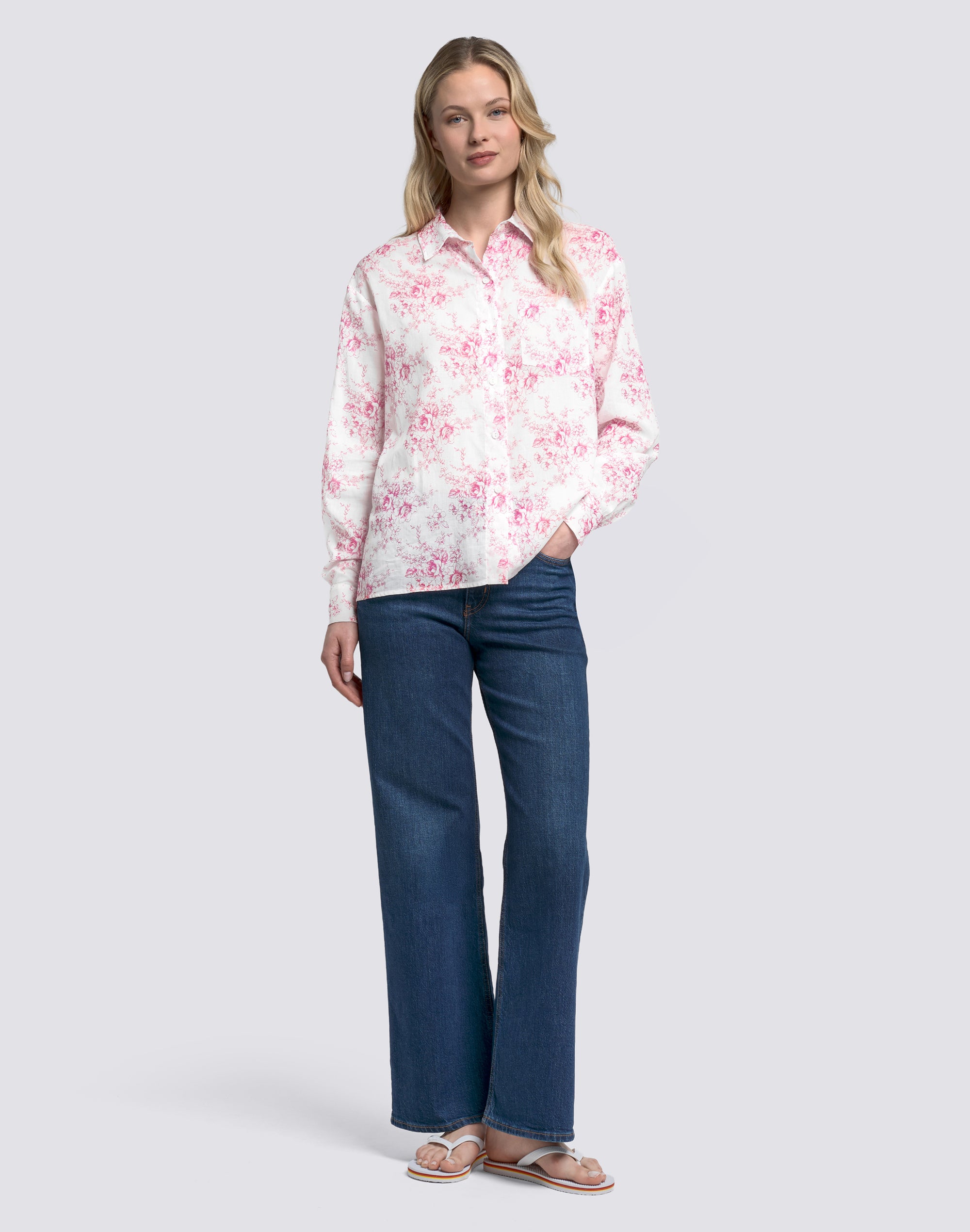 sundek-camicia-donna-a-maniche-lunghe-in-voile-di-cotone-stampa-rose-de-joie image 2