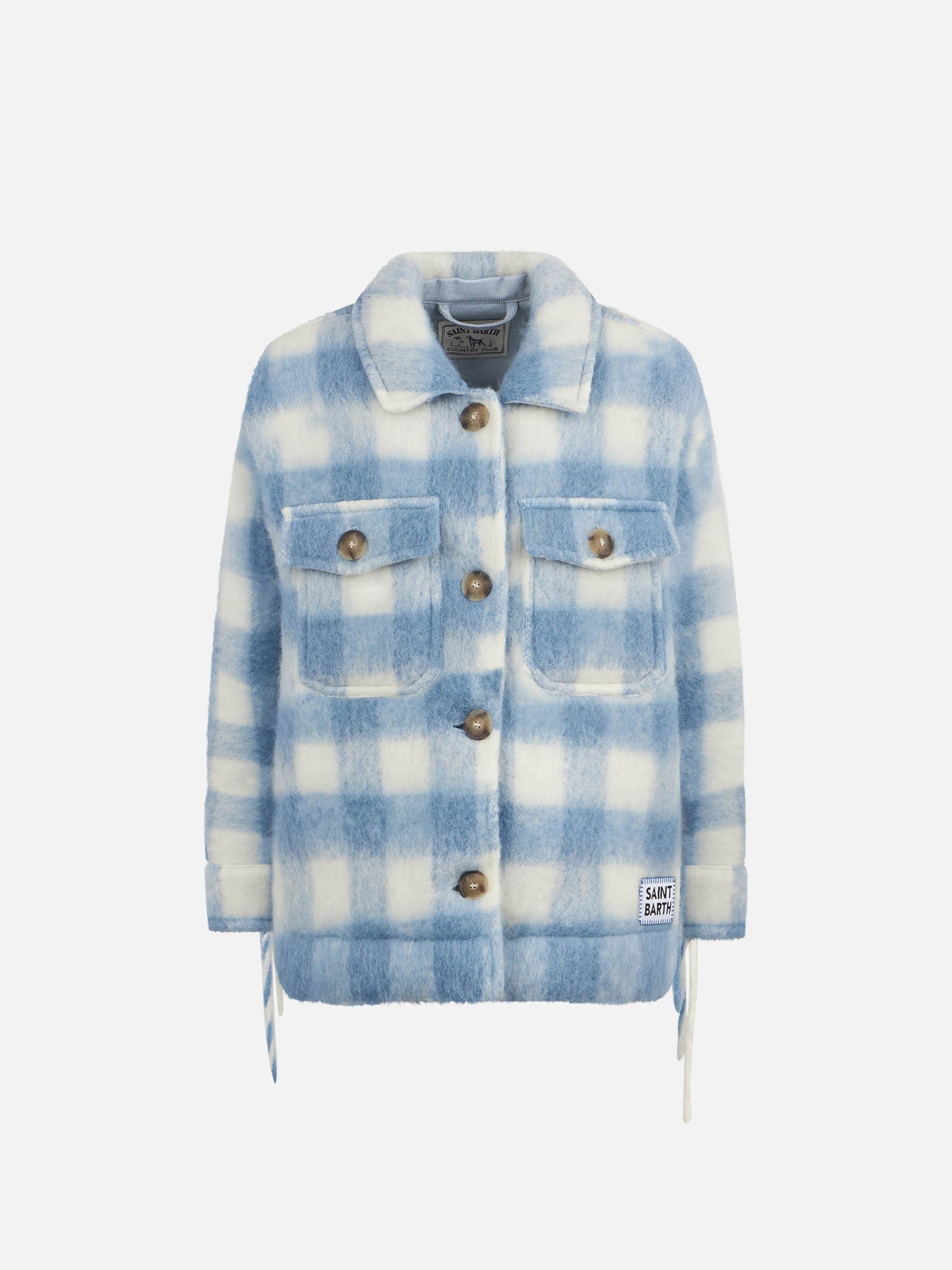 mc2-saint-barth-giacca-overshirt-bambina-quadri-con-frange image 1