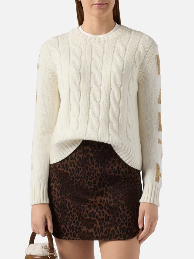 mc2-saint-barth-malmo-maglione-donna-bianco-a-trecce-con-lurex image 1