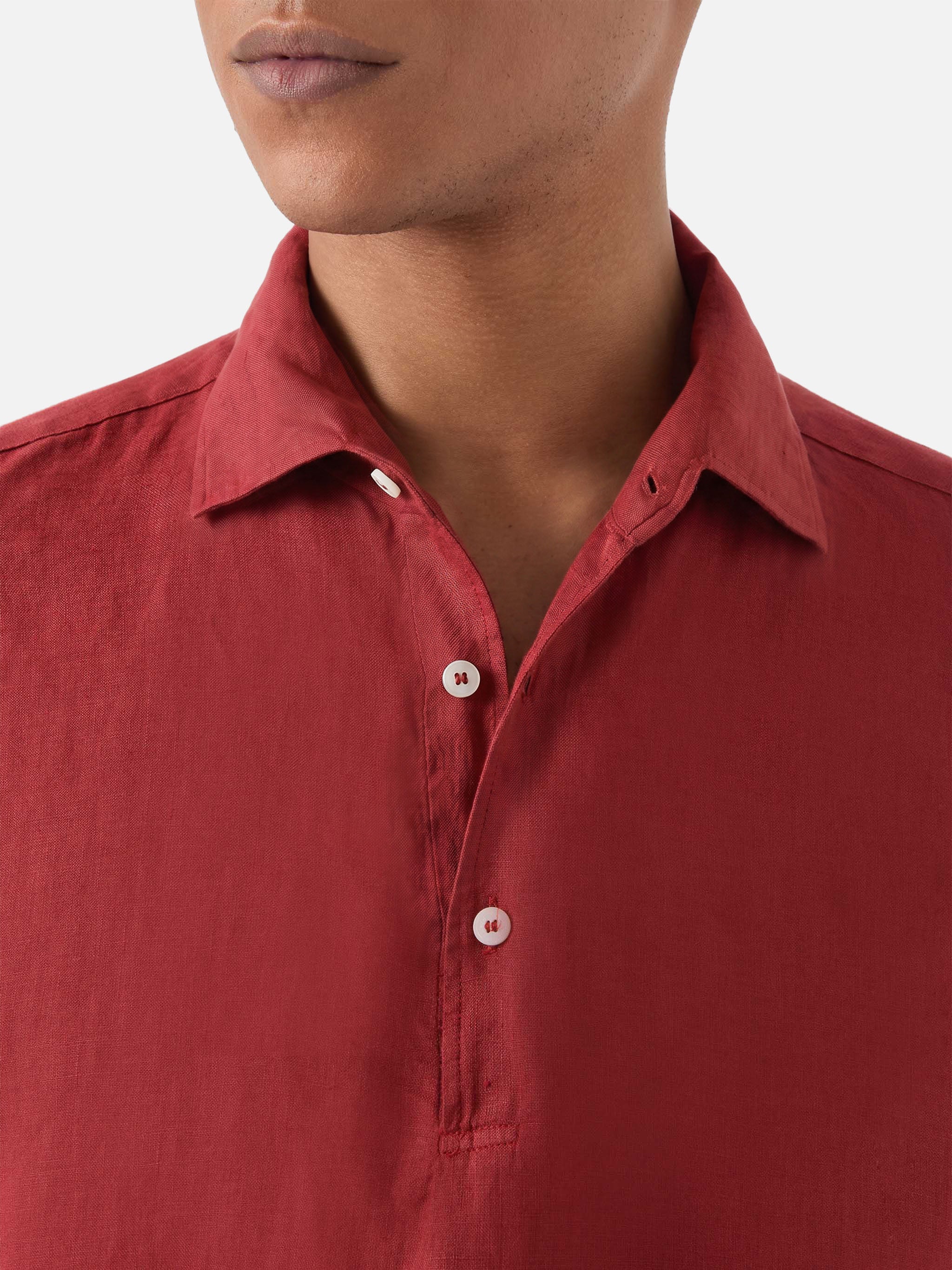 mc2-saint-barth-raphael-polo-uomo-in-lino-rosso-maniche-lunghe image 3