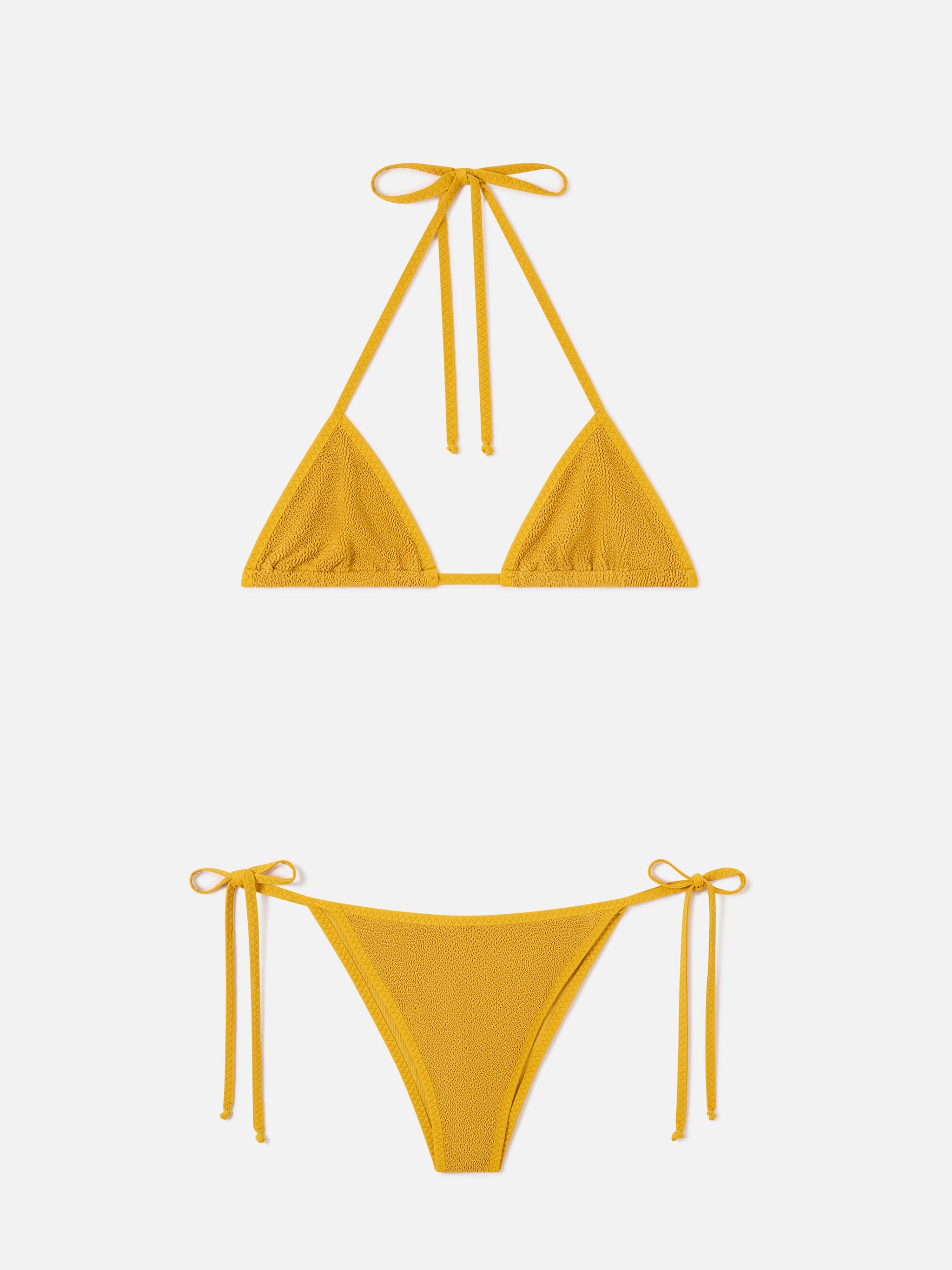 mc2-saint-barth-bikini-leah-marielle-triangolo-in-tessuto-crinkle-ocra-donna image 1