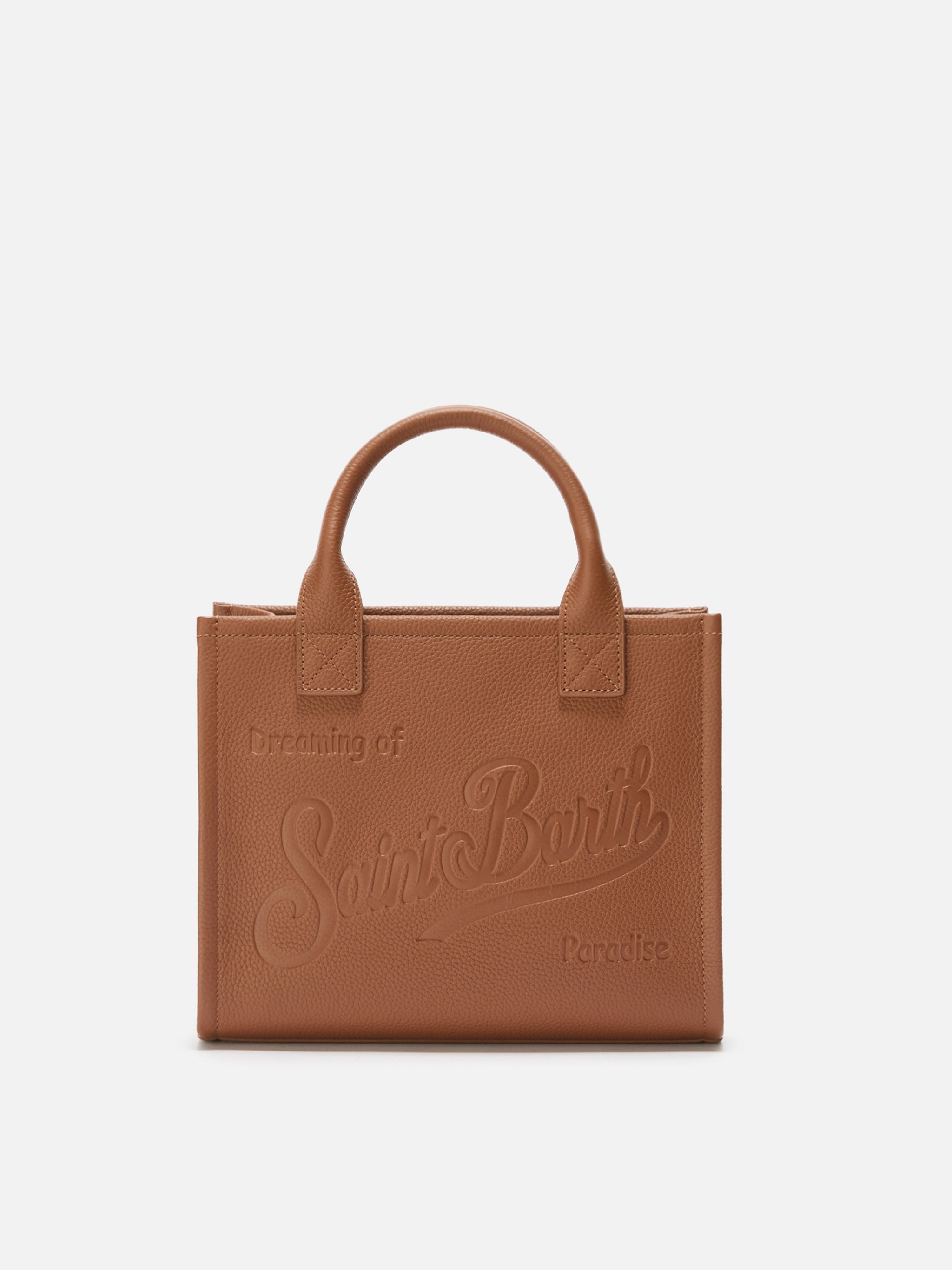 mc2-saint-barth-vanity-bag-midi-a-spalla-in-pelle-martellata-cammello image 1