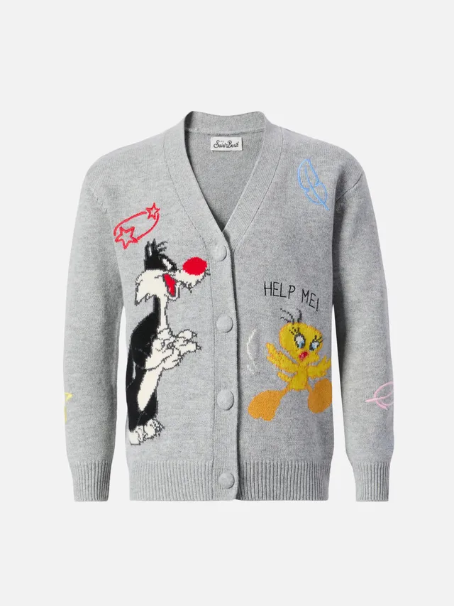 mc2-saint-barth-sasi-jr-cardigan-misto-cashmere-titti-e-silvestro-warner-bros image 1