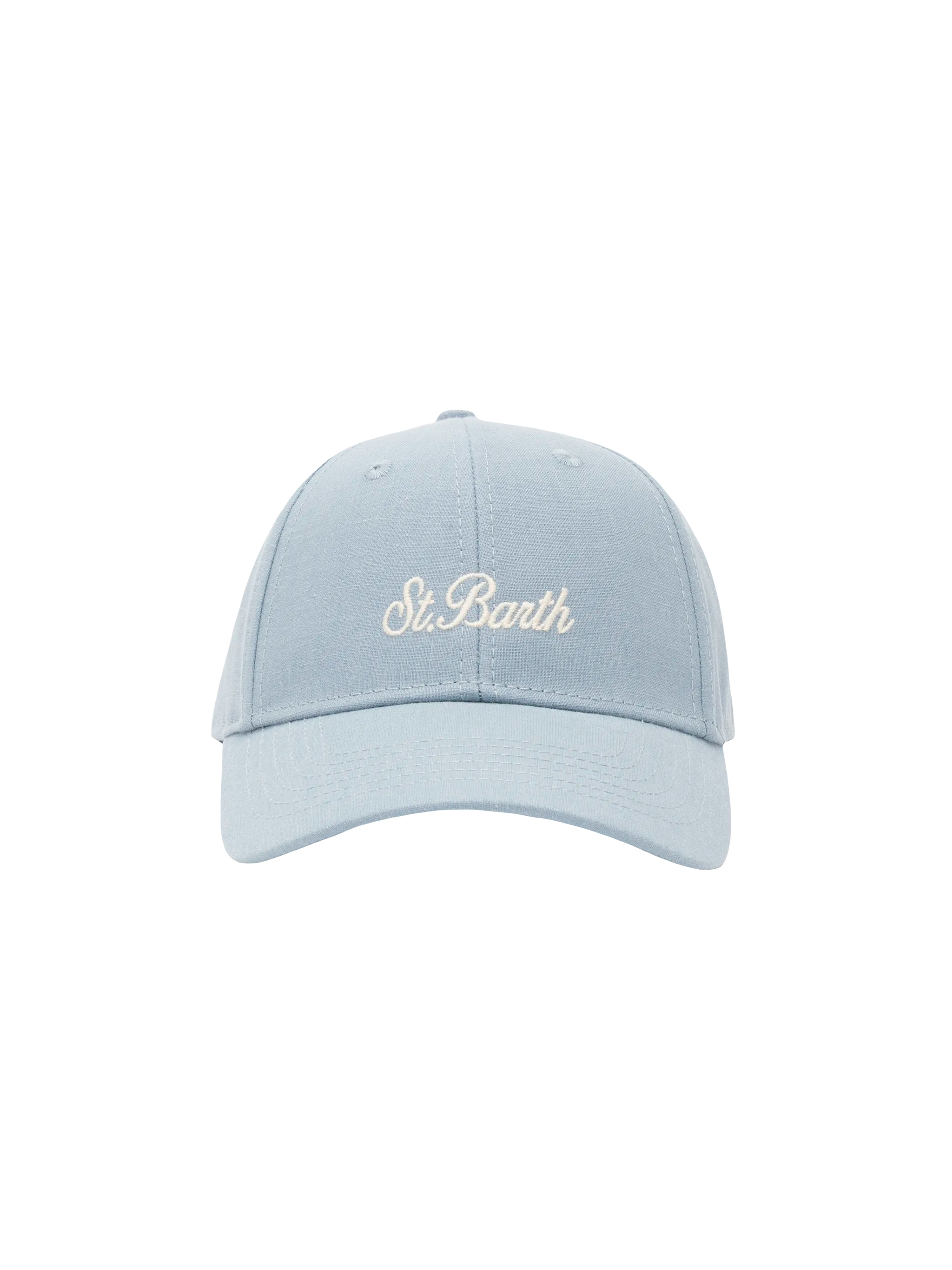 mc2-saint-barth-cappellino-da-baseball-jr-in-lino-azzurro-con-ricamo-saint-barth image 1